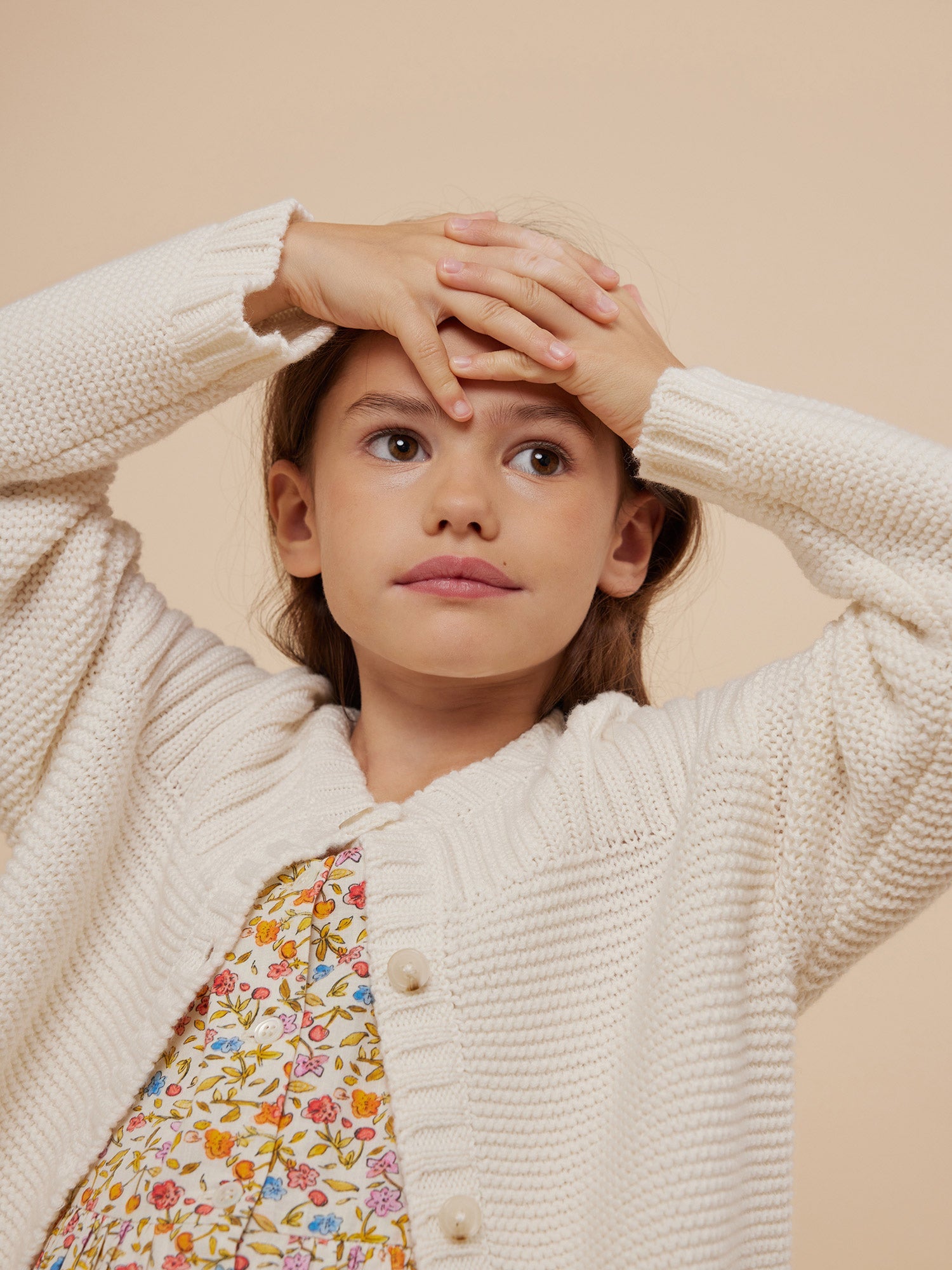 Girls White Wool Cardigan