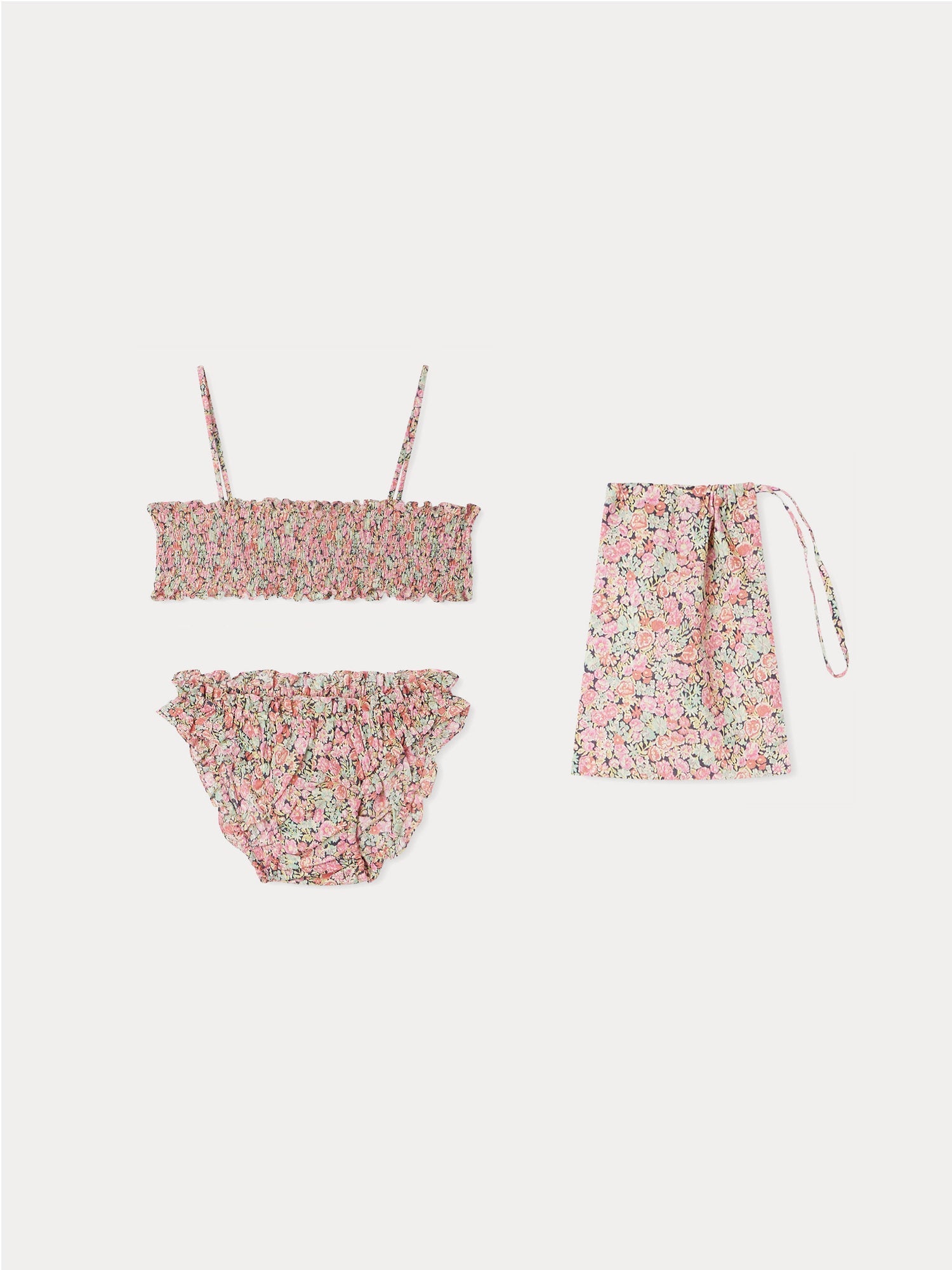 Girls Pink Floral Swimsuit