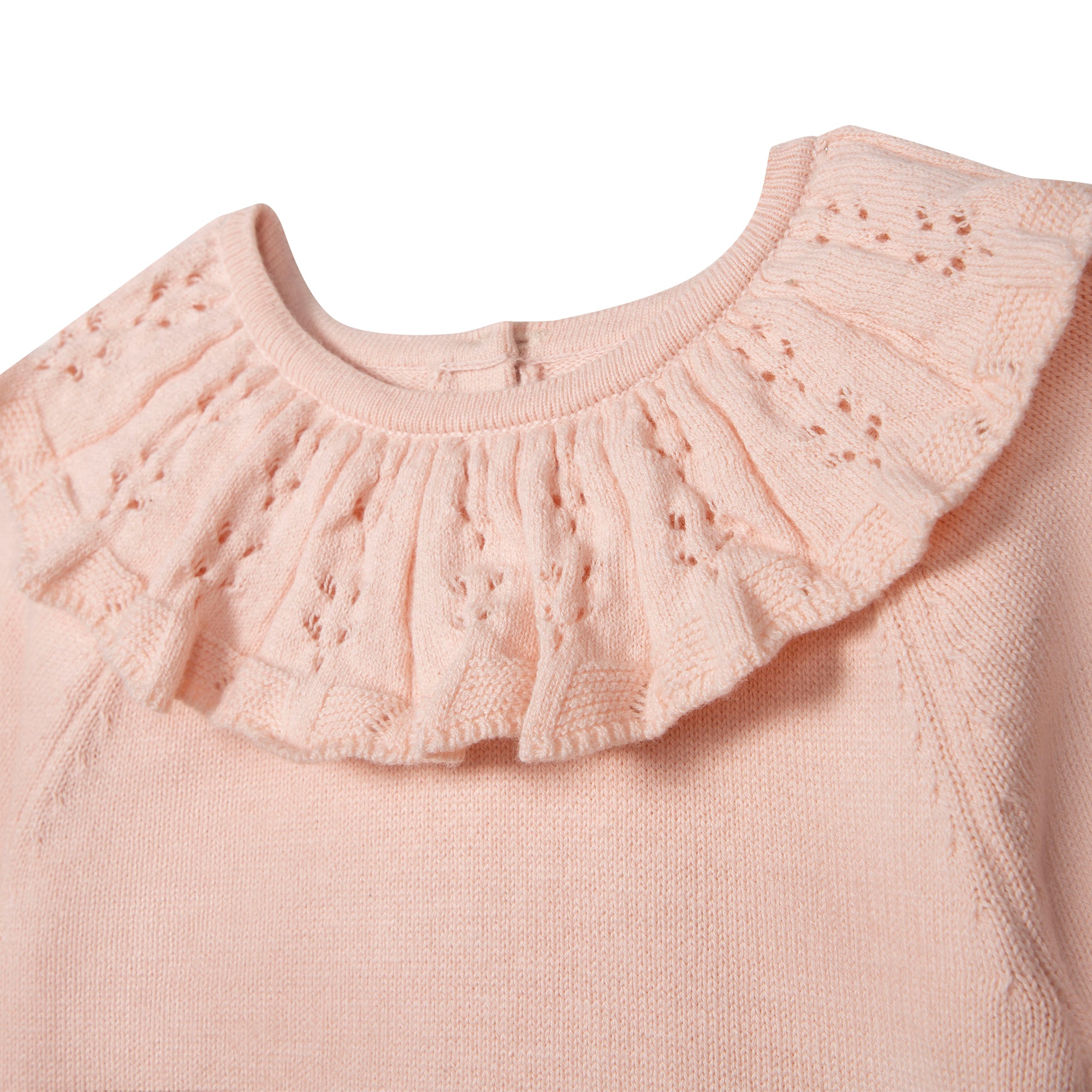 Girls Pink Ruffle Cotton Sweater