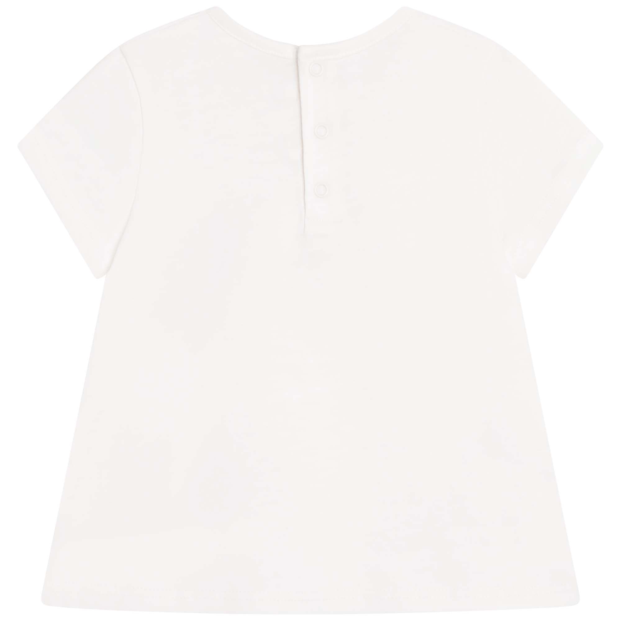 Baby Girls White Printed Cotton T-Shirt