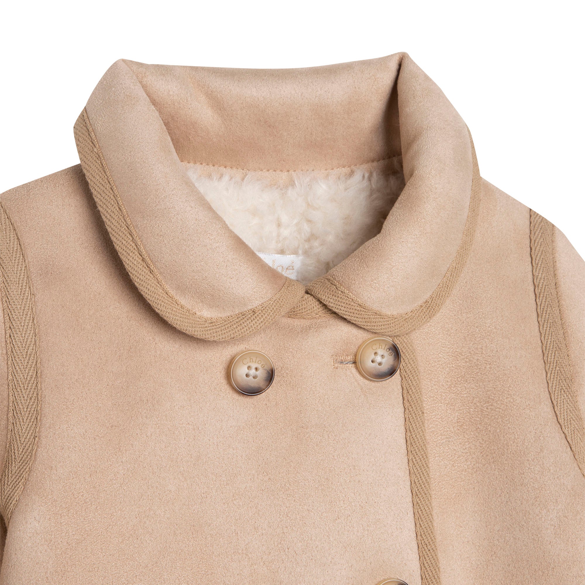 Baby Girls Beige Faux Suede Coat