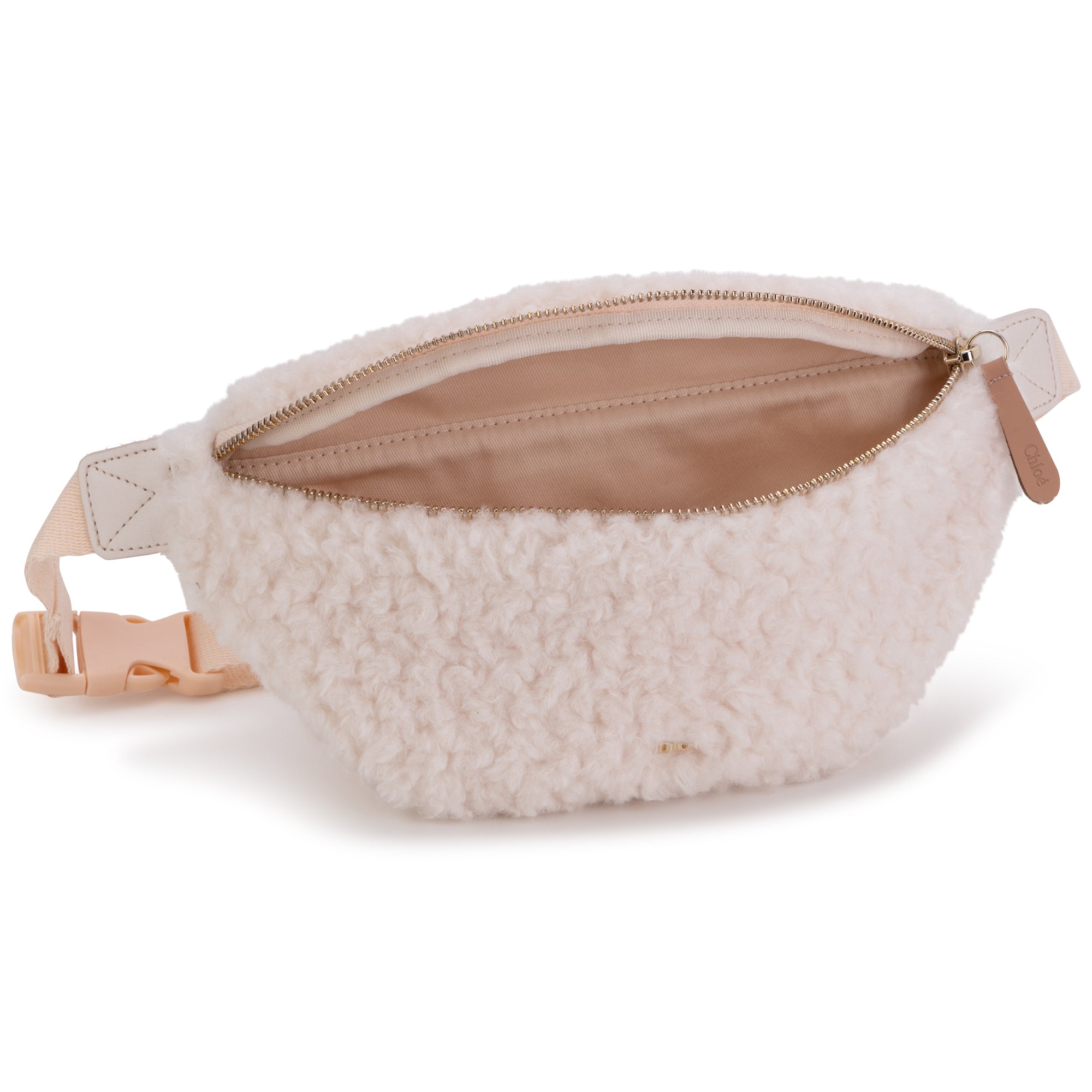 Girls Ivory Faux Fur Belt Bag