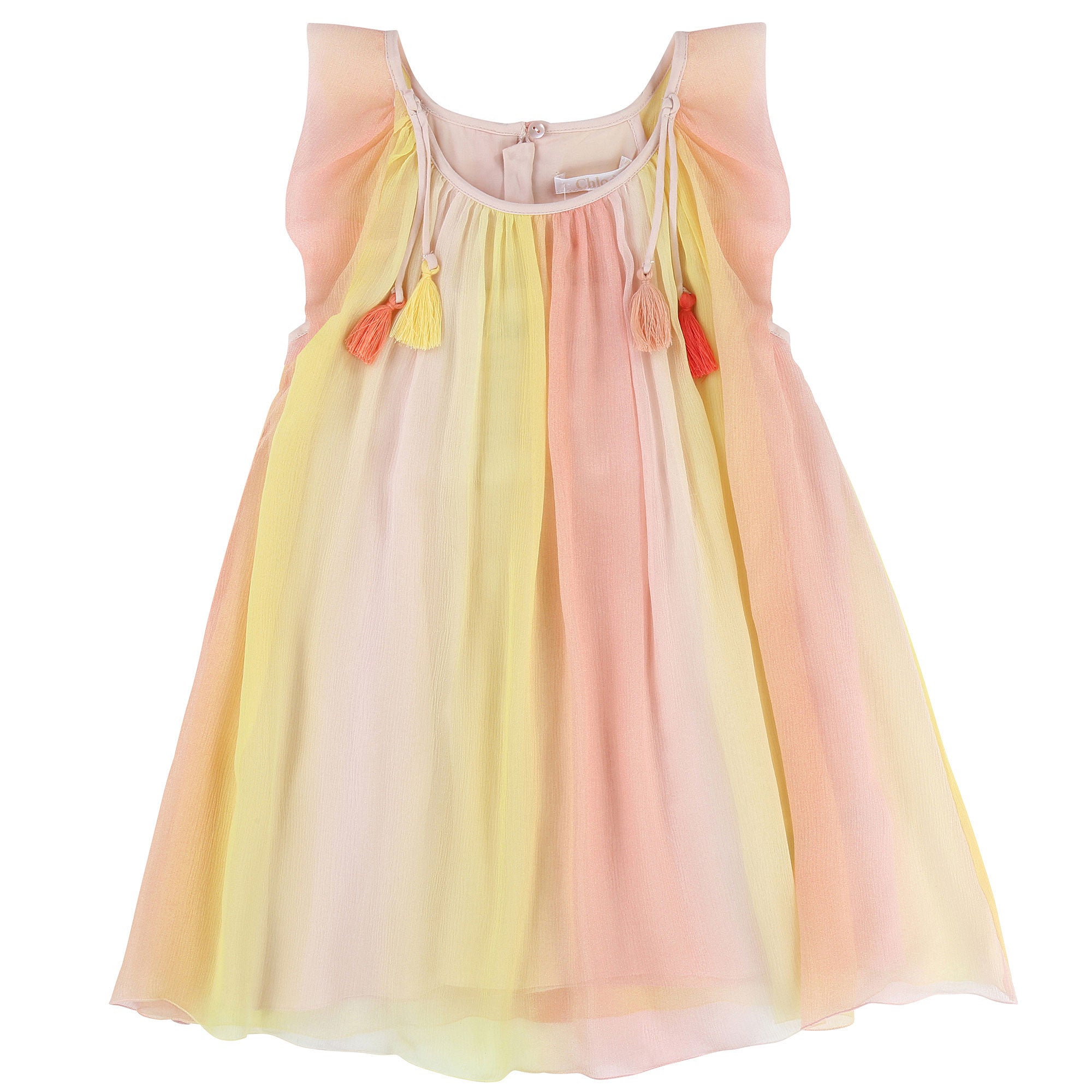 Girls Pink Striped Silk Dress - CÉMAROSE | Children's Fashion Store