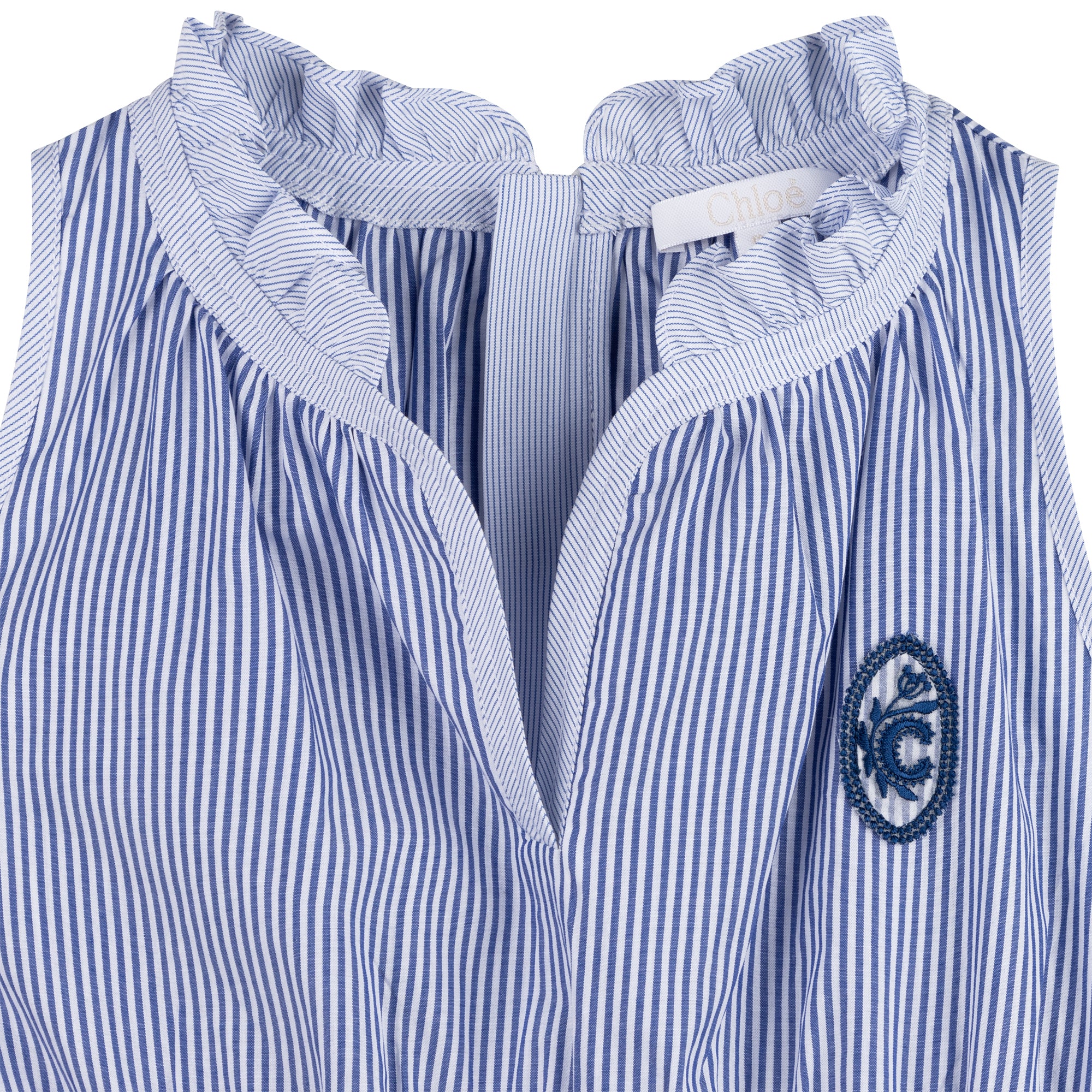 Girls Blue Stripe Cotton Dress