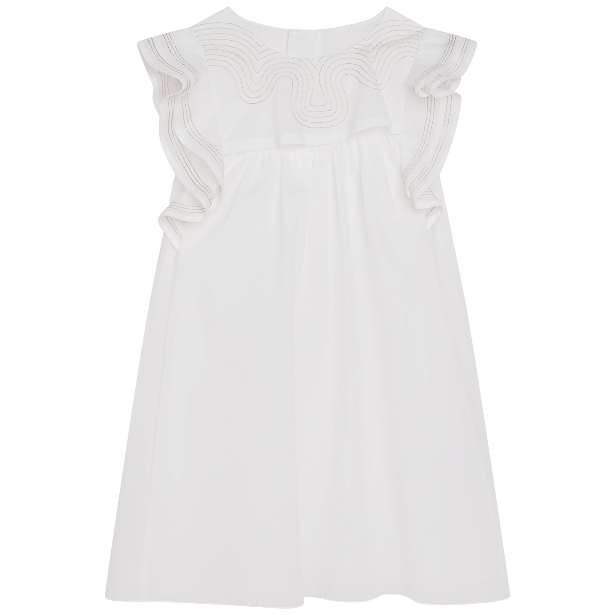 Girls White Cotton Dress