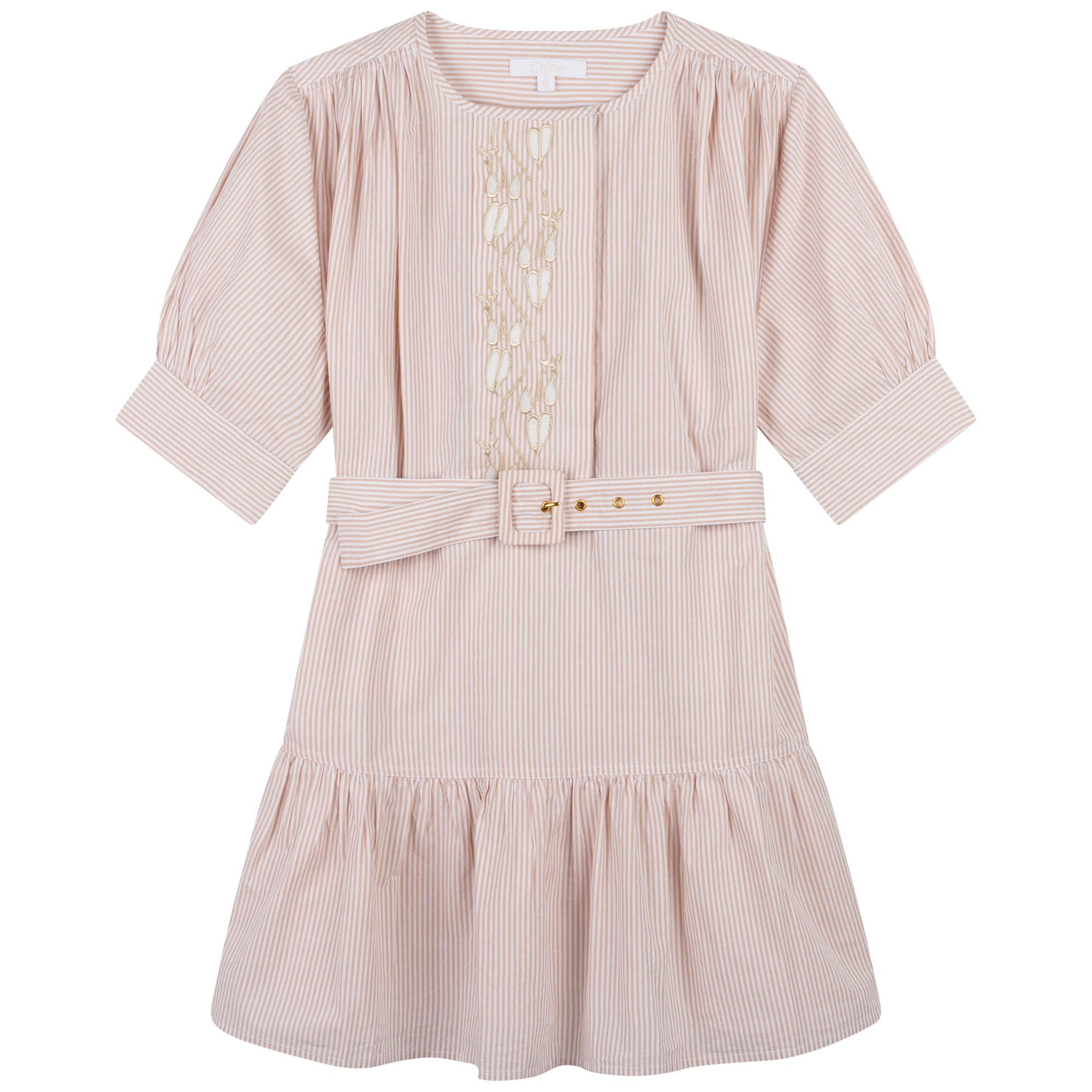 Girls Pink Stripe  Cotton Dress
