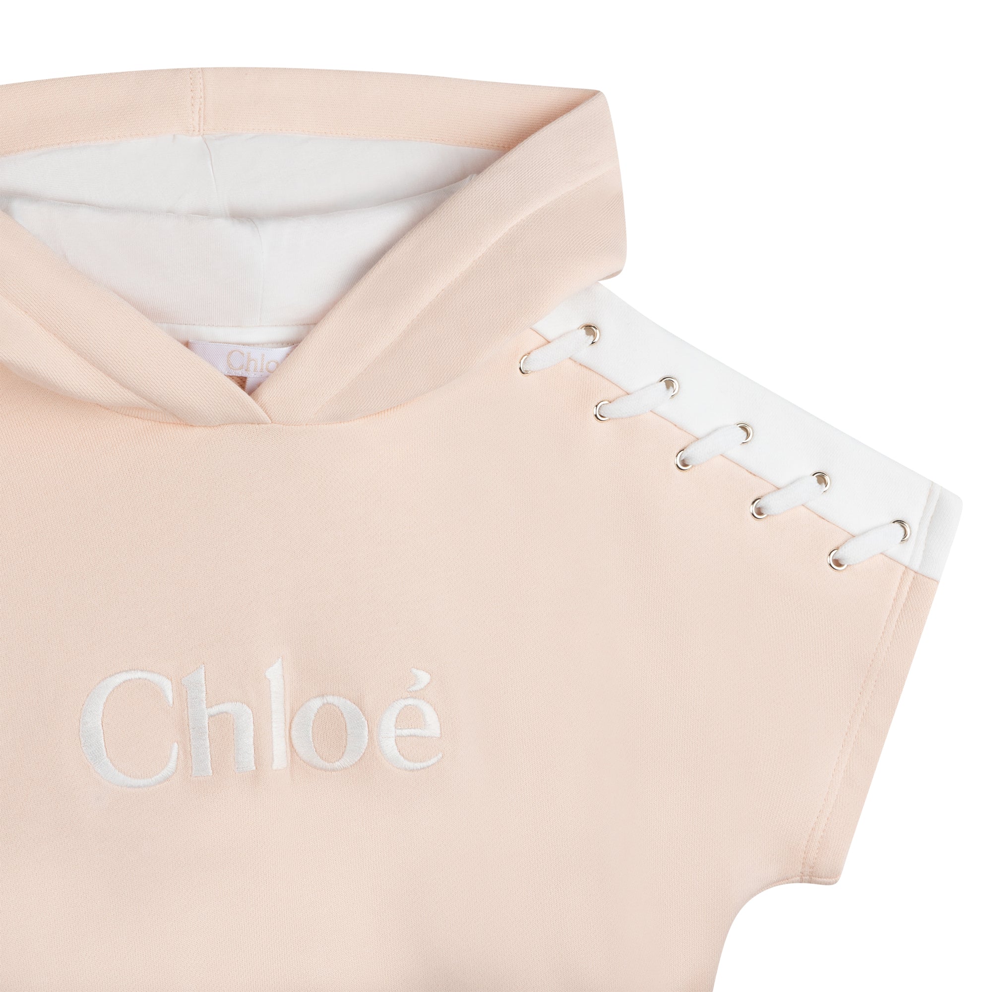 Girls Pink Hooded Cotton Dress