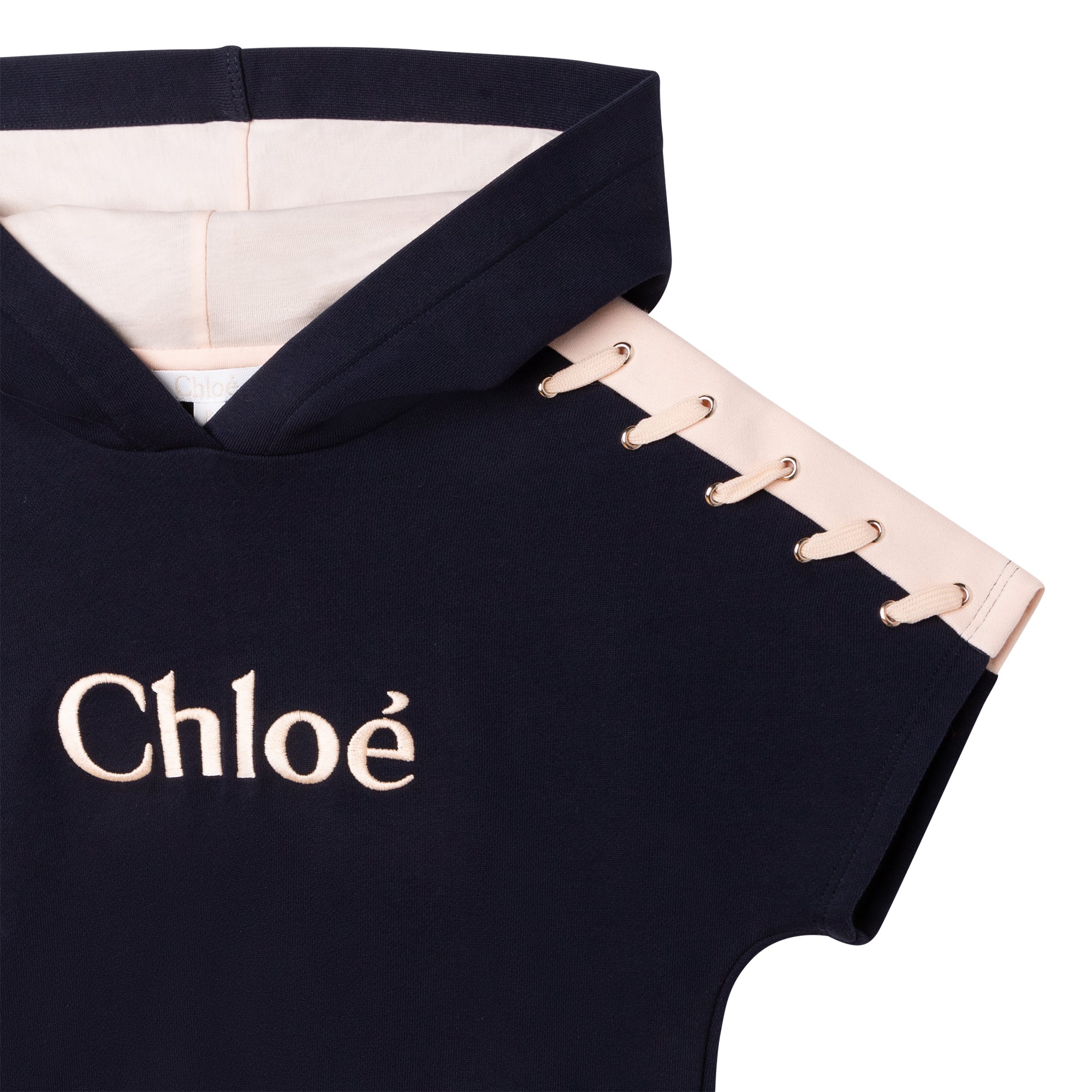 Girls Blue Hooded Cotton Dress