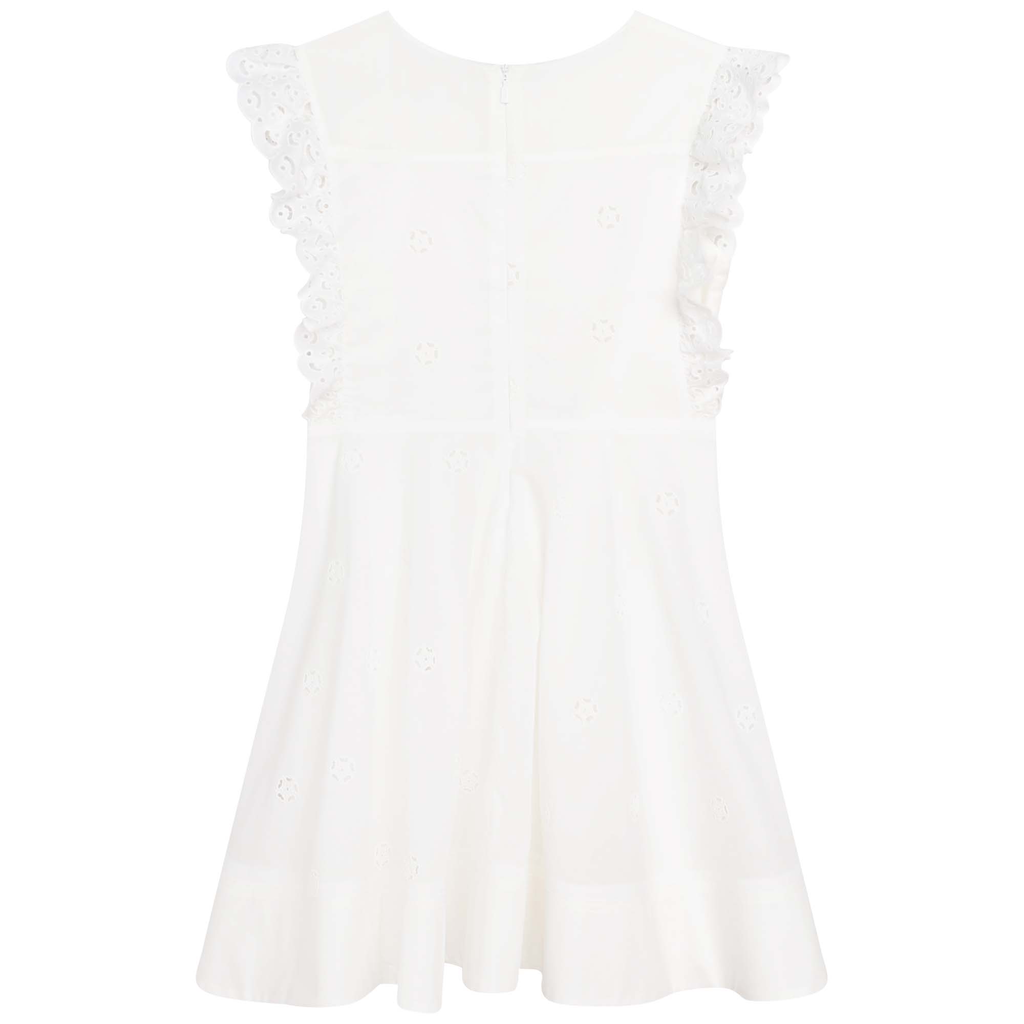 Girls White Cotton Dress