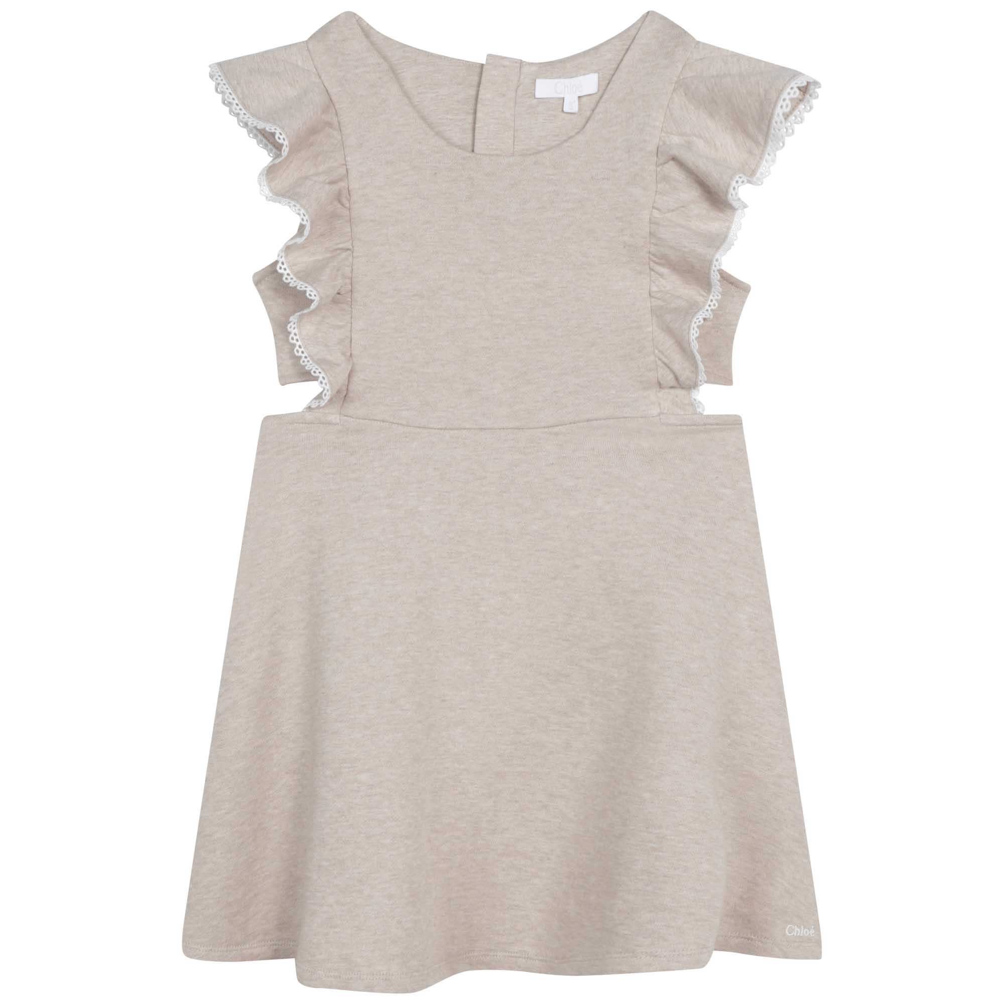 Girls Beige Ruffled Dress