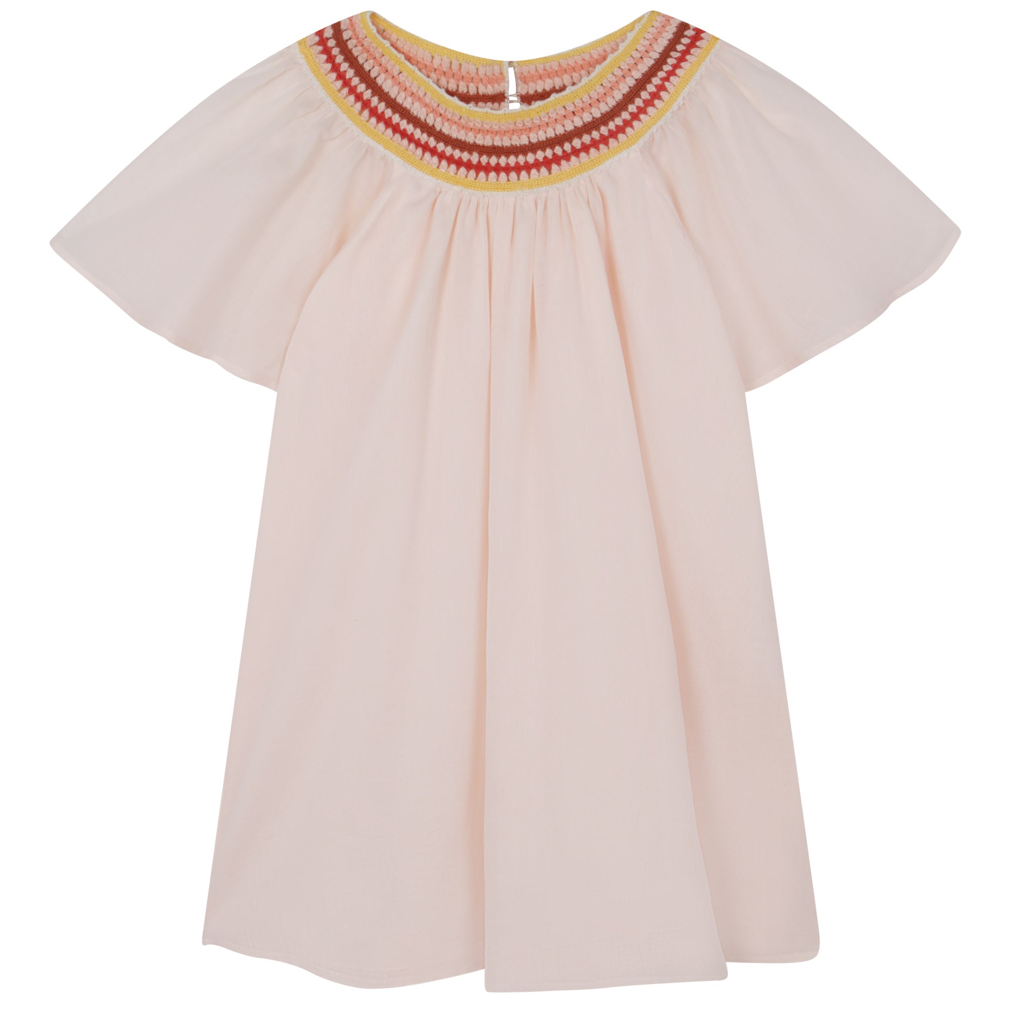Girls Pink Embroidered Cotton Dress