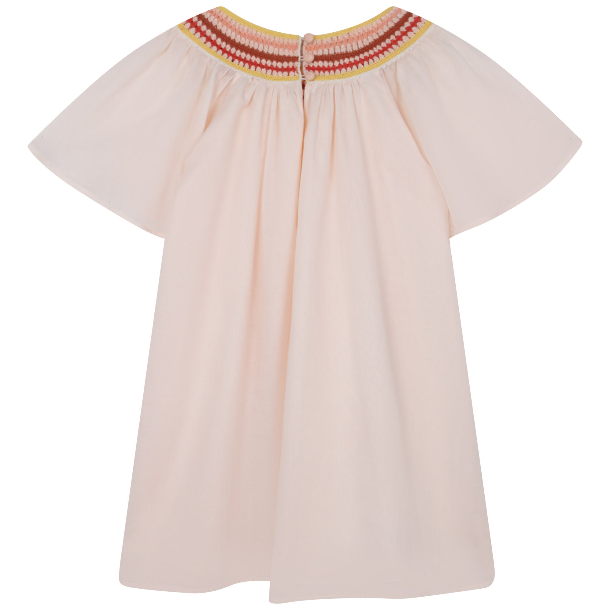 Girls Pink Embroidered Cotton Dress