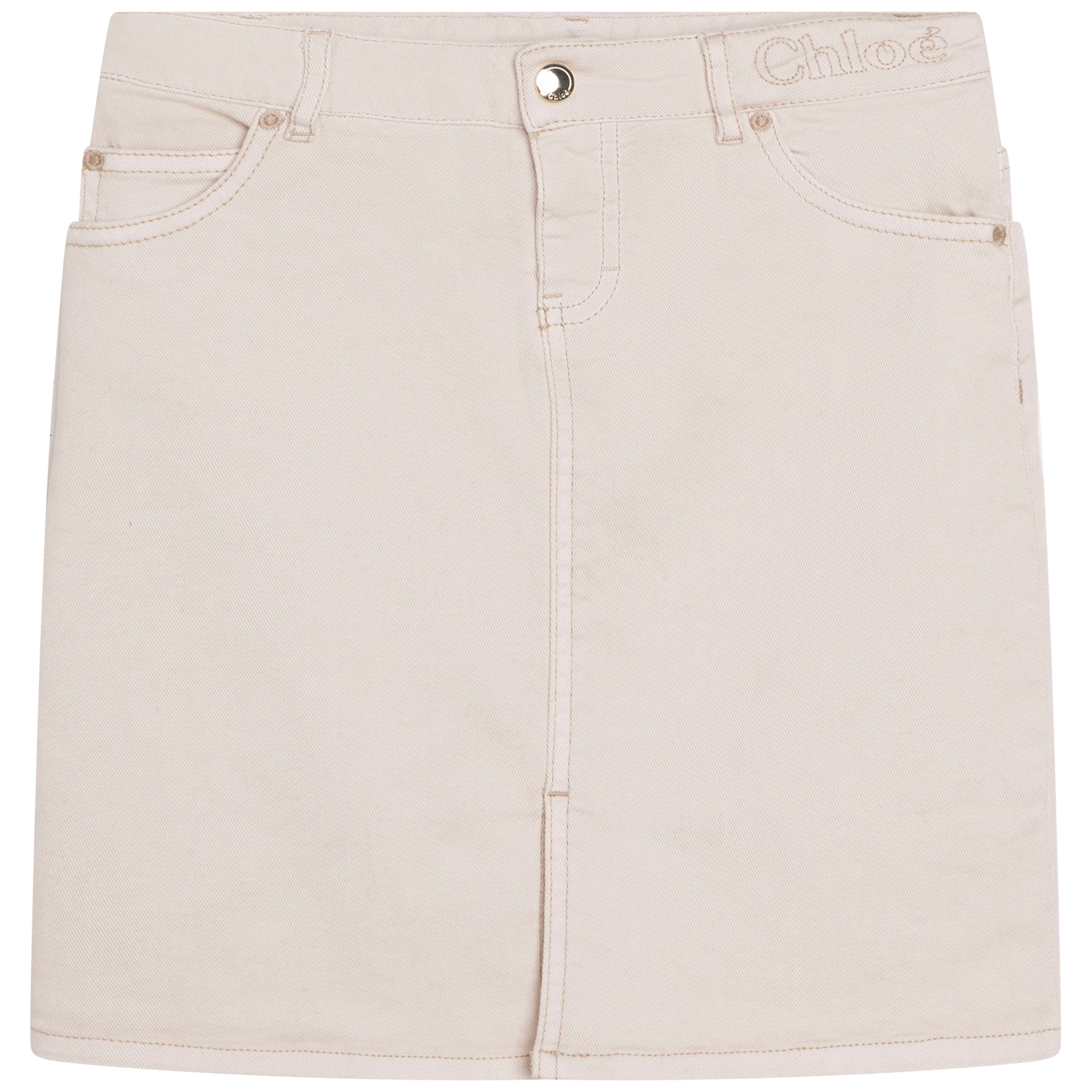 Girls Beige Denim Skirt