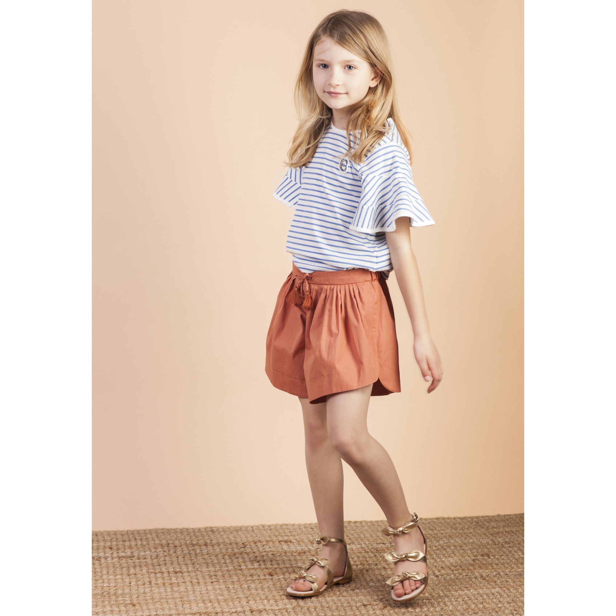 Girls Terracotta Cotton Shorts