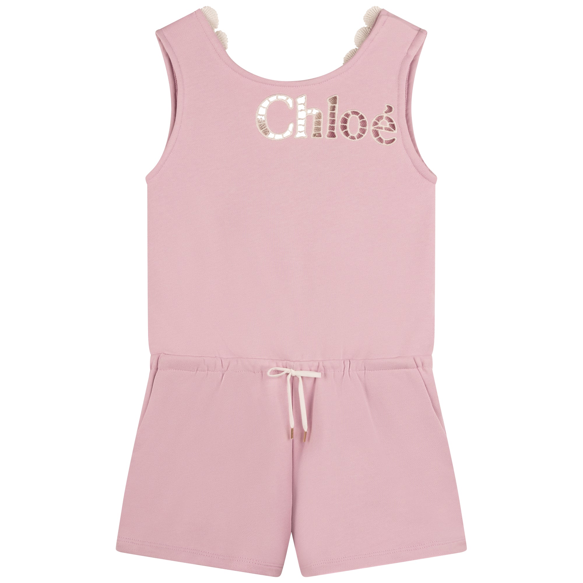 Girls Pink Cotton Jumpsuit