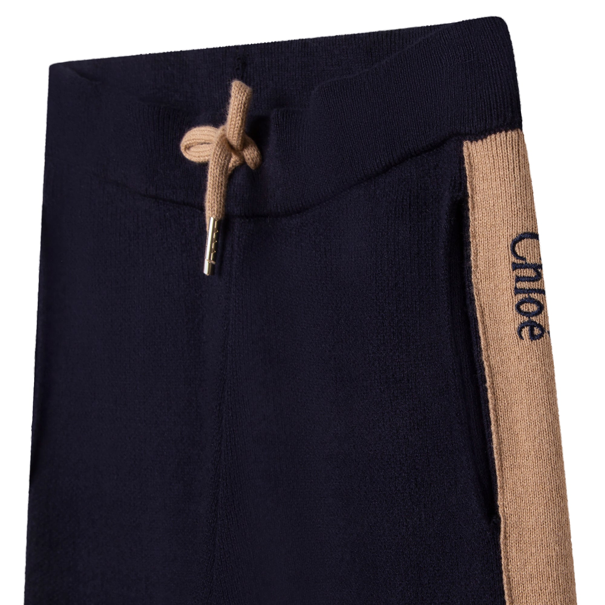 Girls Navy Logo Cotton Trousers