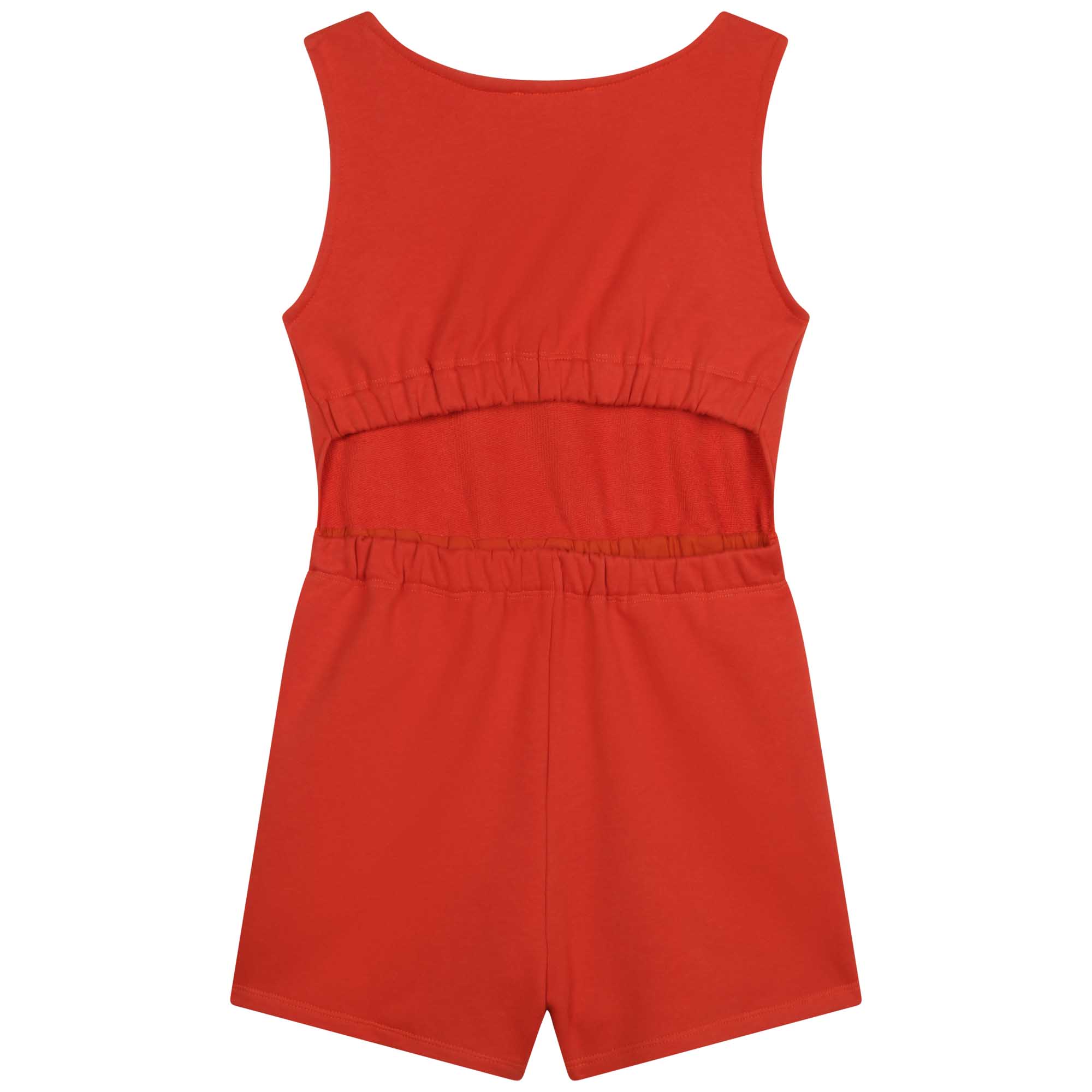 Girls Red Logo Cotton Jumpsuit