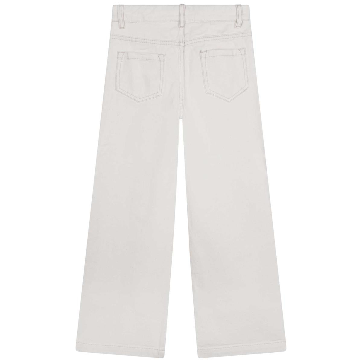 Girls Denim White Trousers
