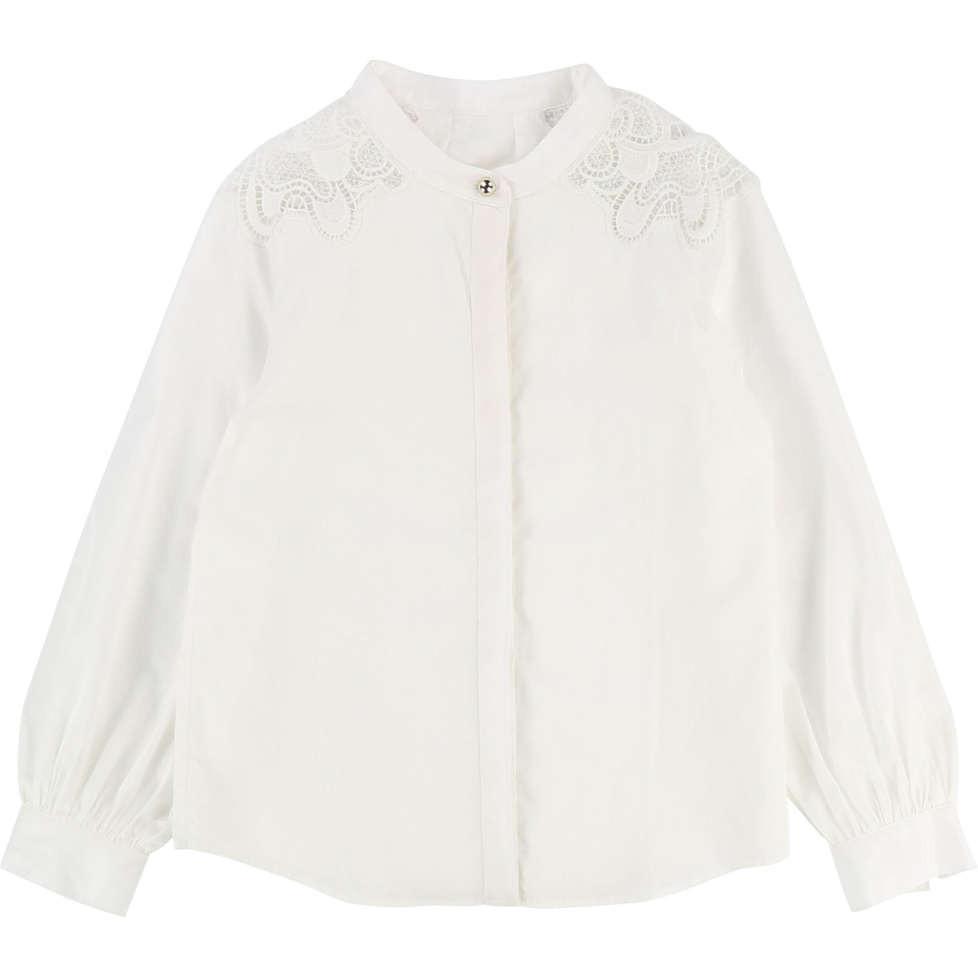 Girls Off White Cotton Shirt