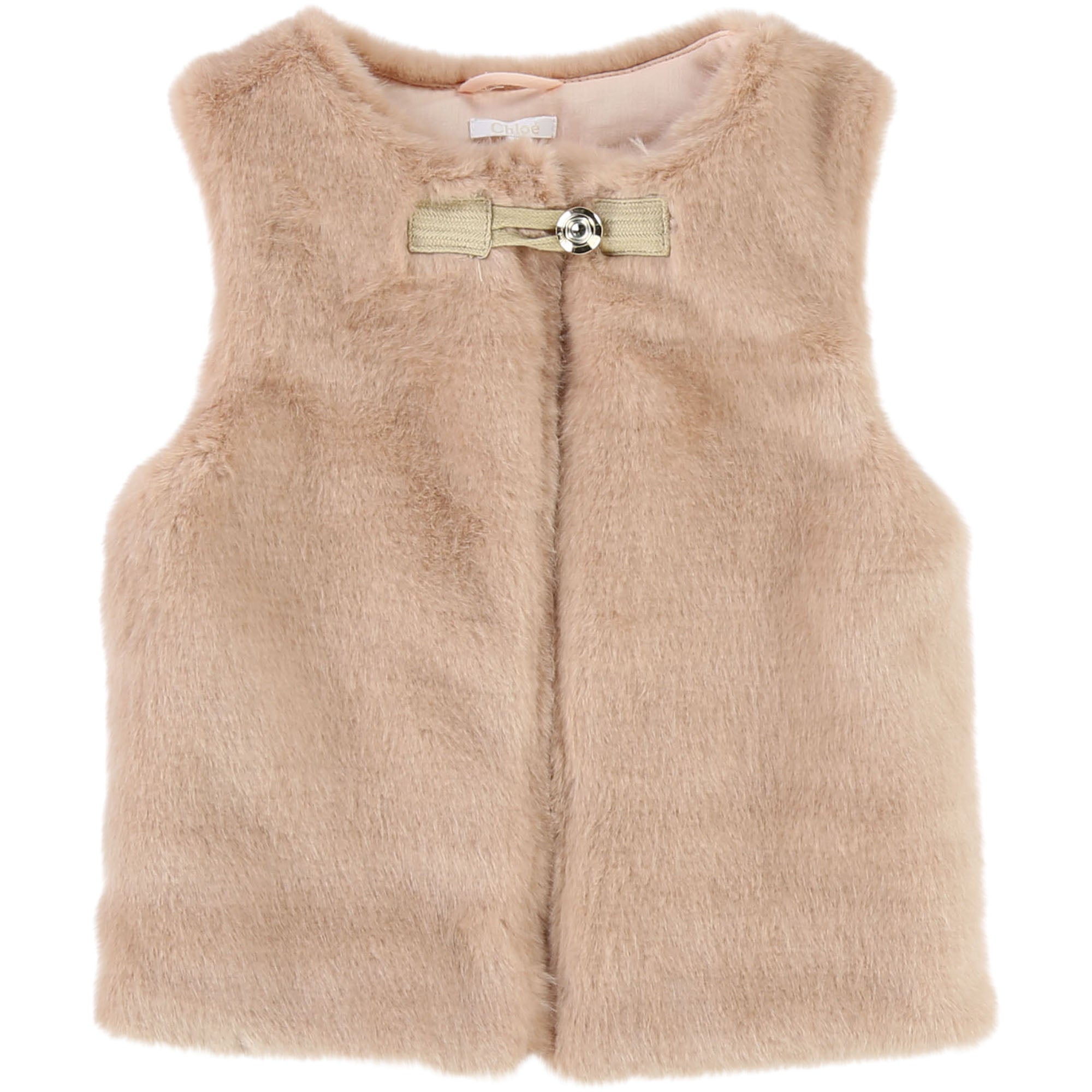 Girls Beige Fur Gilet