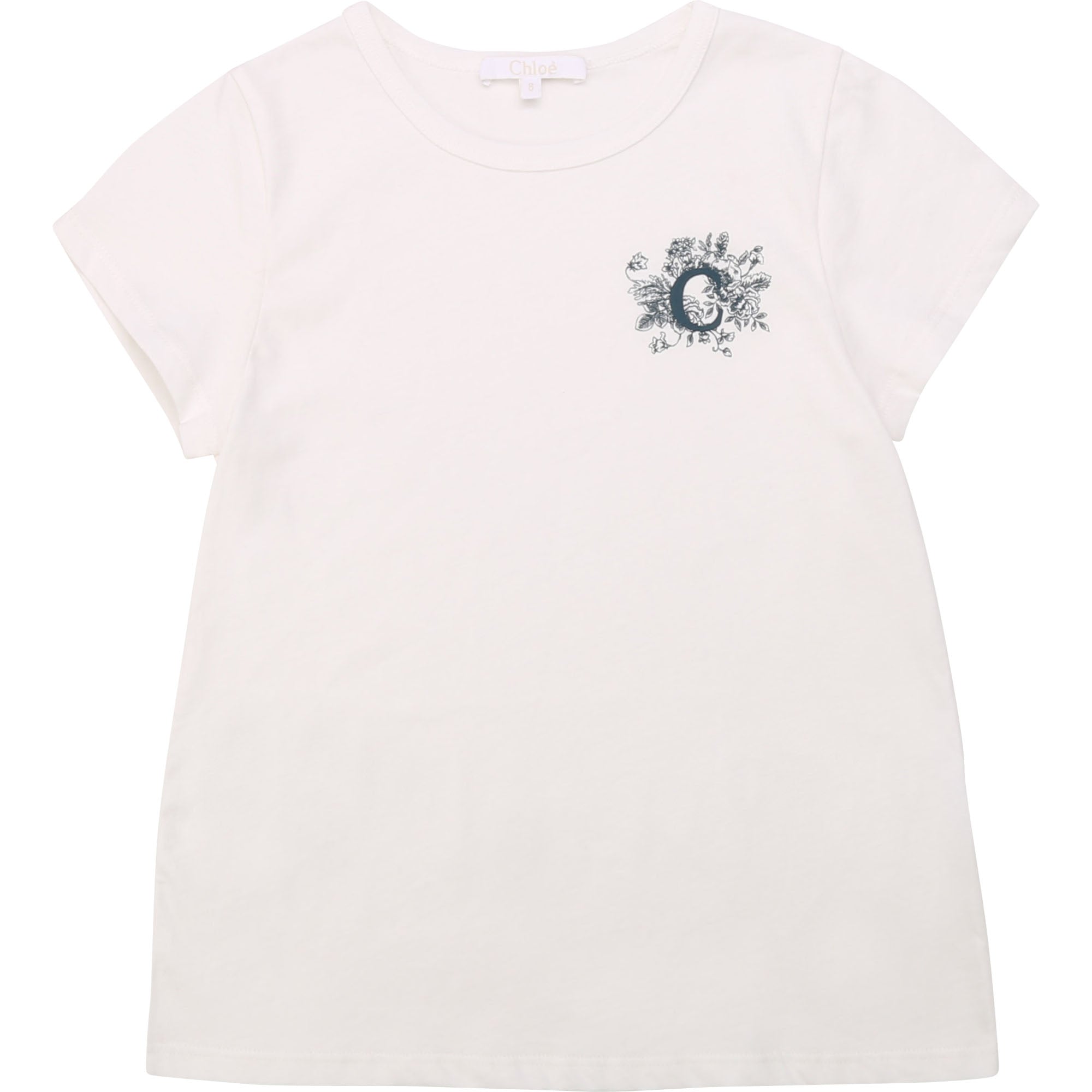 Girls Off White Cotton T-Shirt
