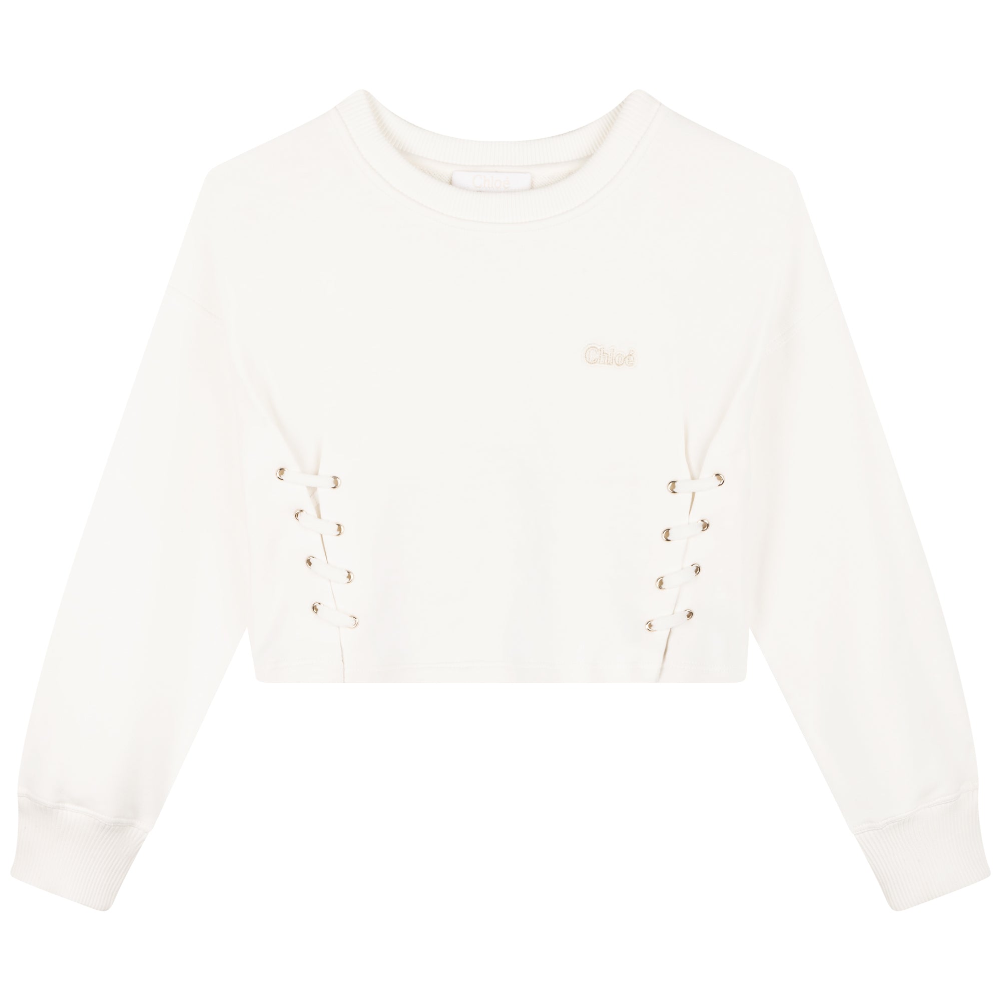 Girls White Cotton Sweatshirt