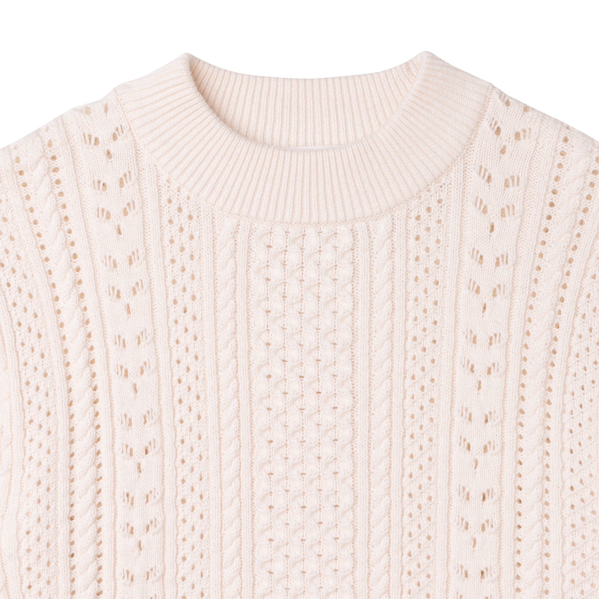 Girls Ivory Knit Cotton Sweater