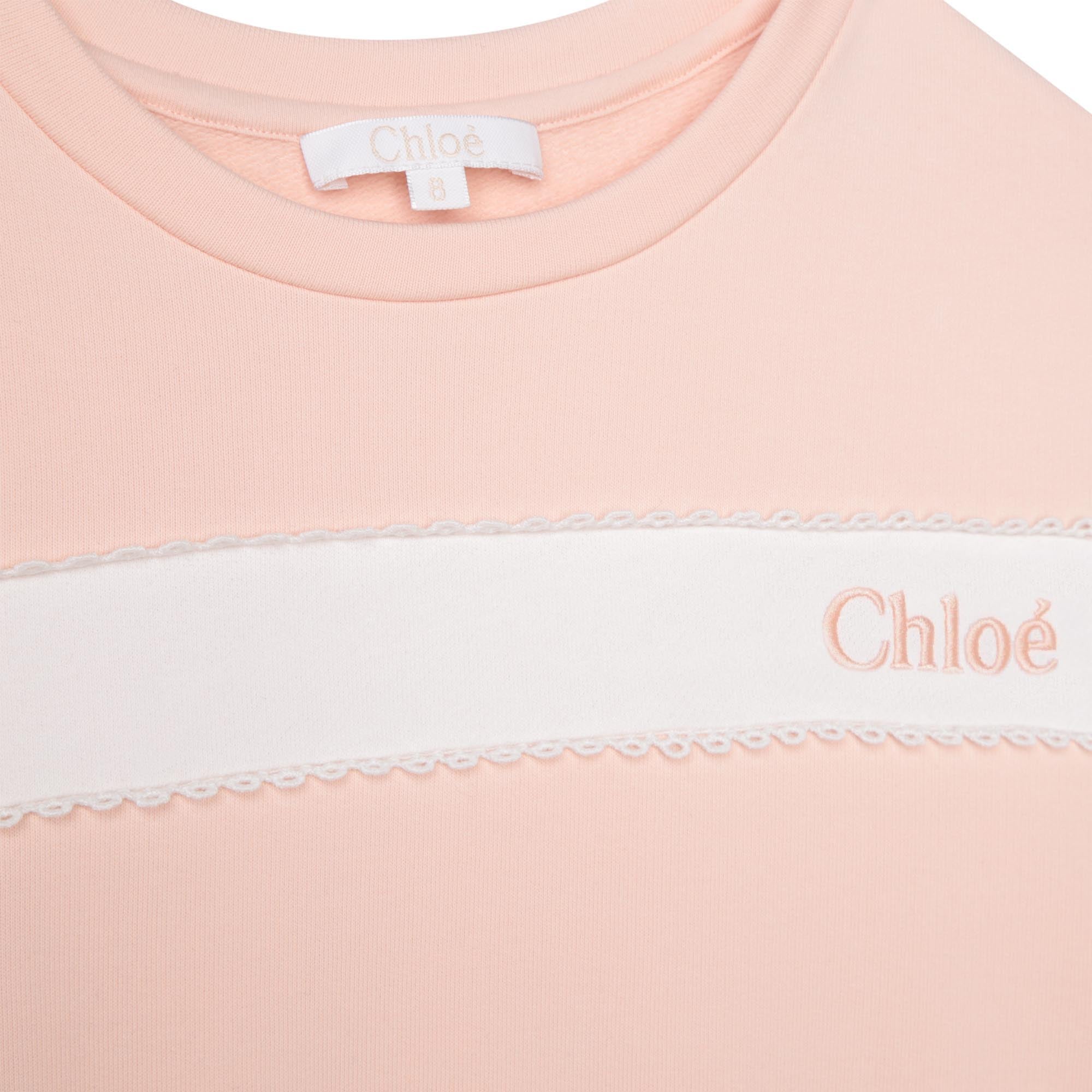 Girls Pink Logo Cotton Short Sleeve Sweatshirt