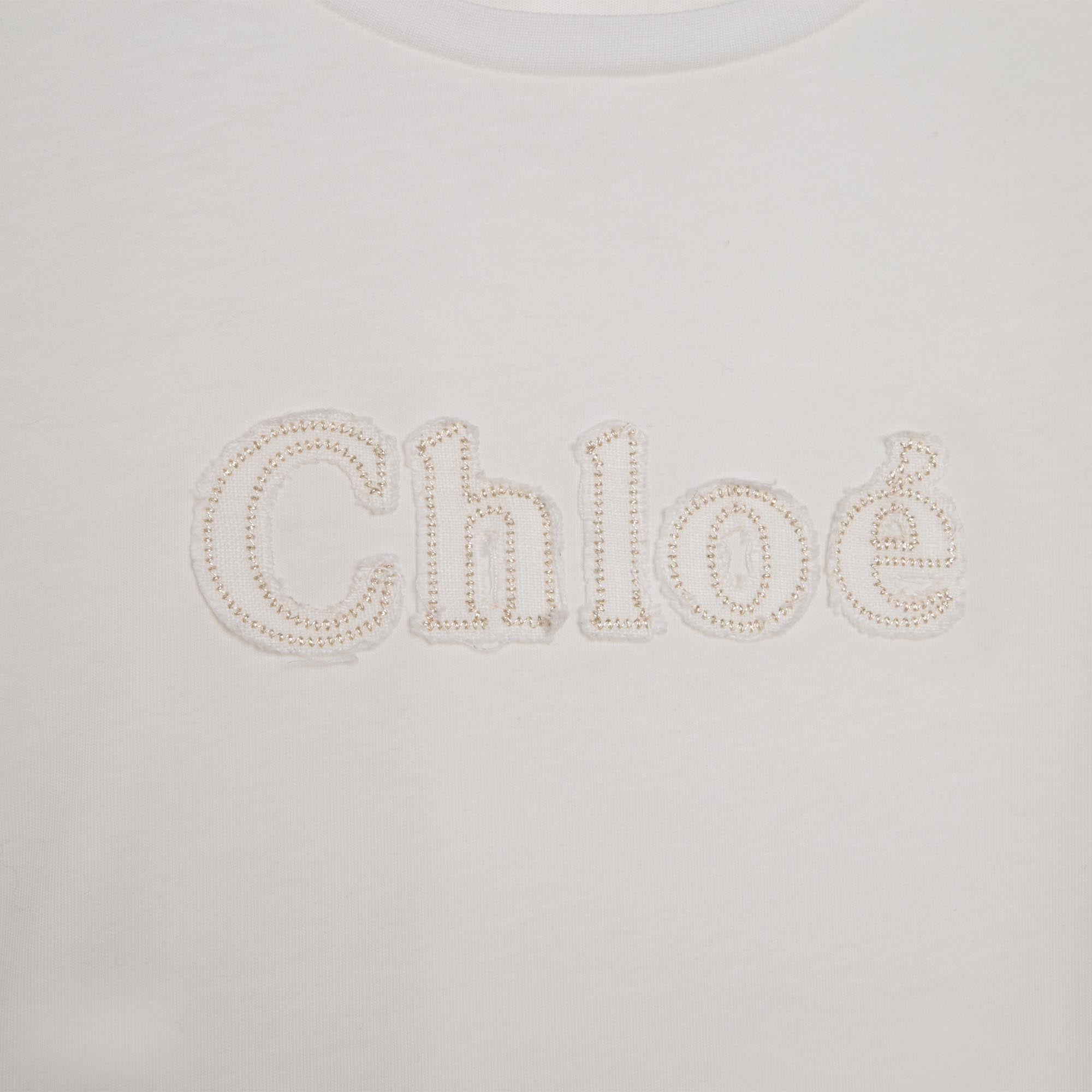 Girls White Logo Cotton T-Shirt