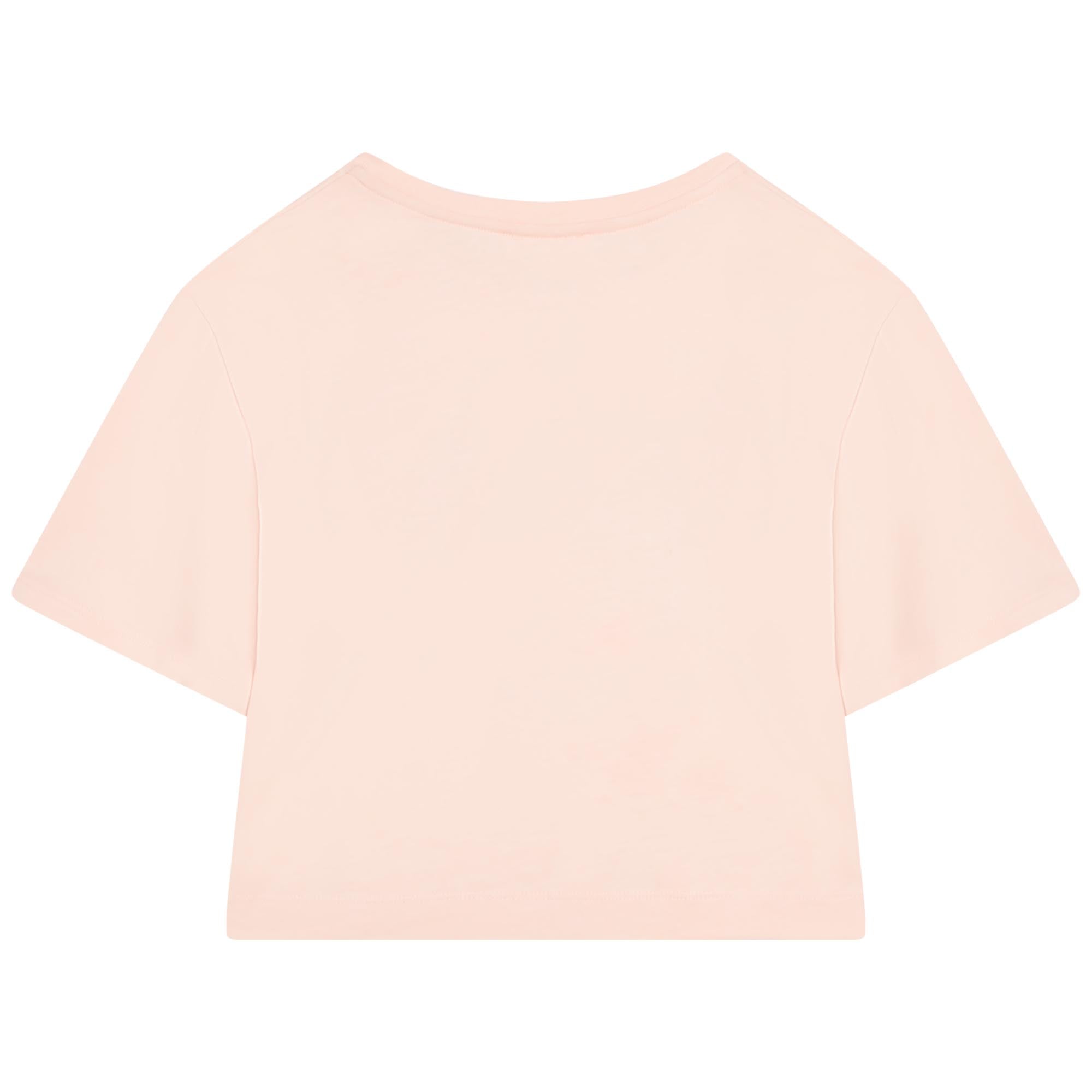 Girls Pink Logo Cotton T-Shirt