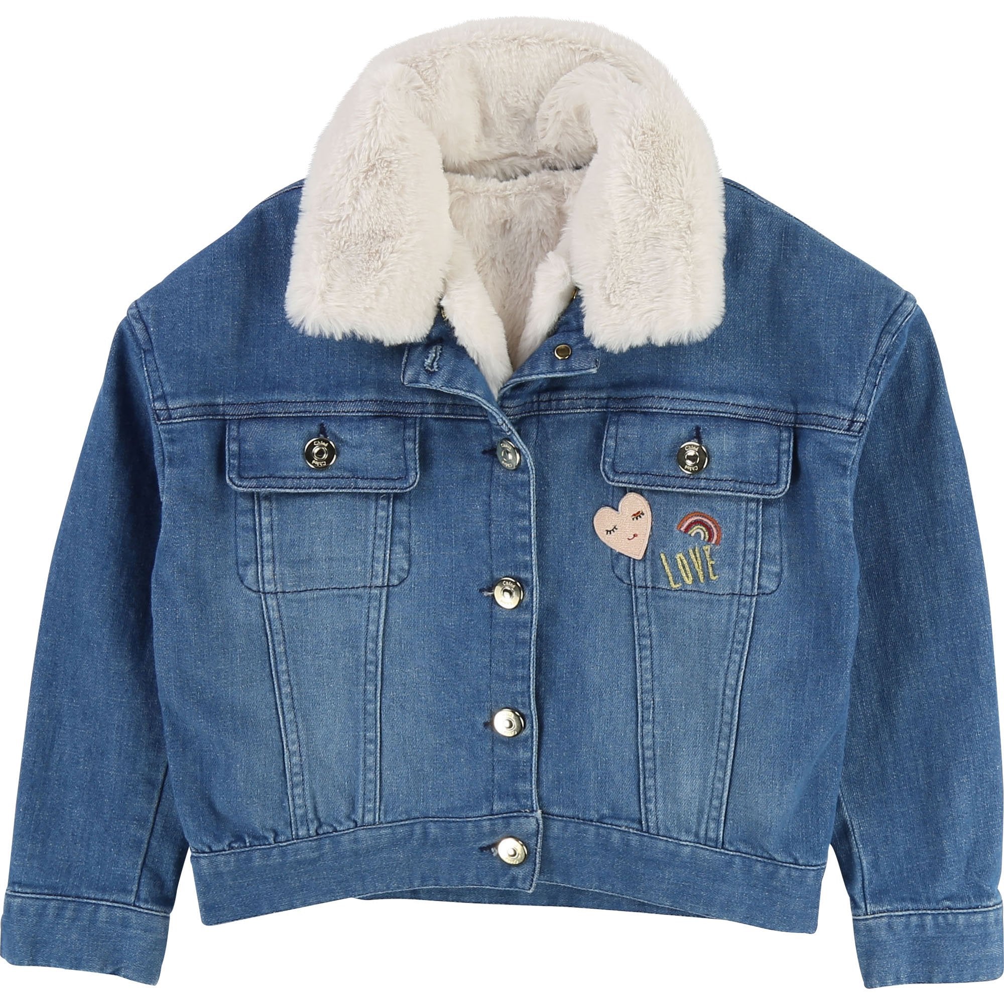 Girls Denim Blue Cotton Coat