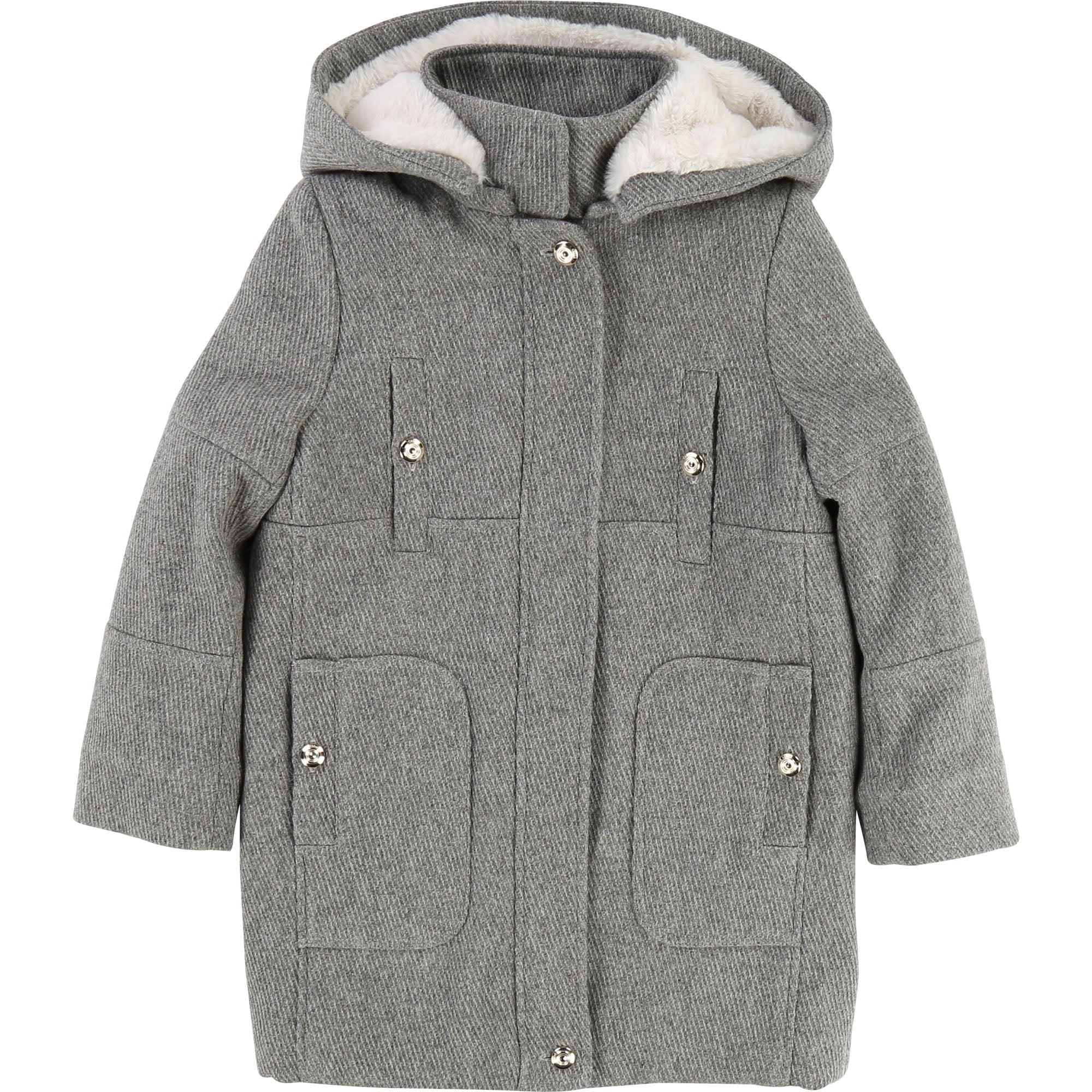 Girls Grey Chine Laine Coat