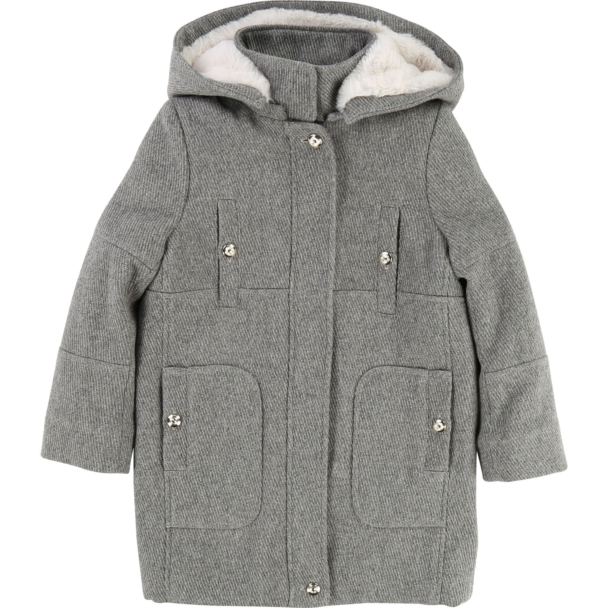 Girls Grey Chine Laine Coat