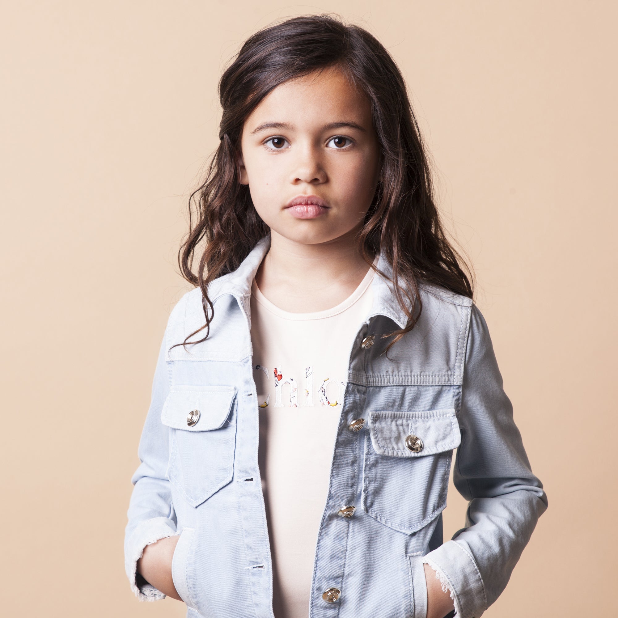 Girls Light Blue Cotton Jean Jacket