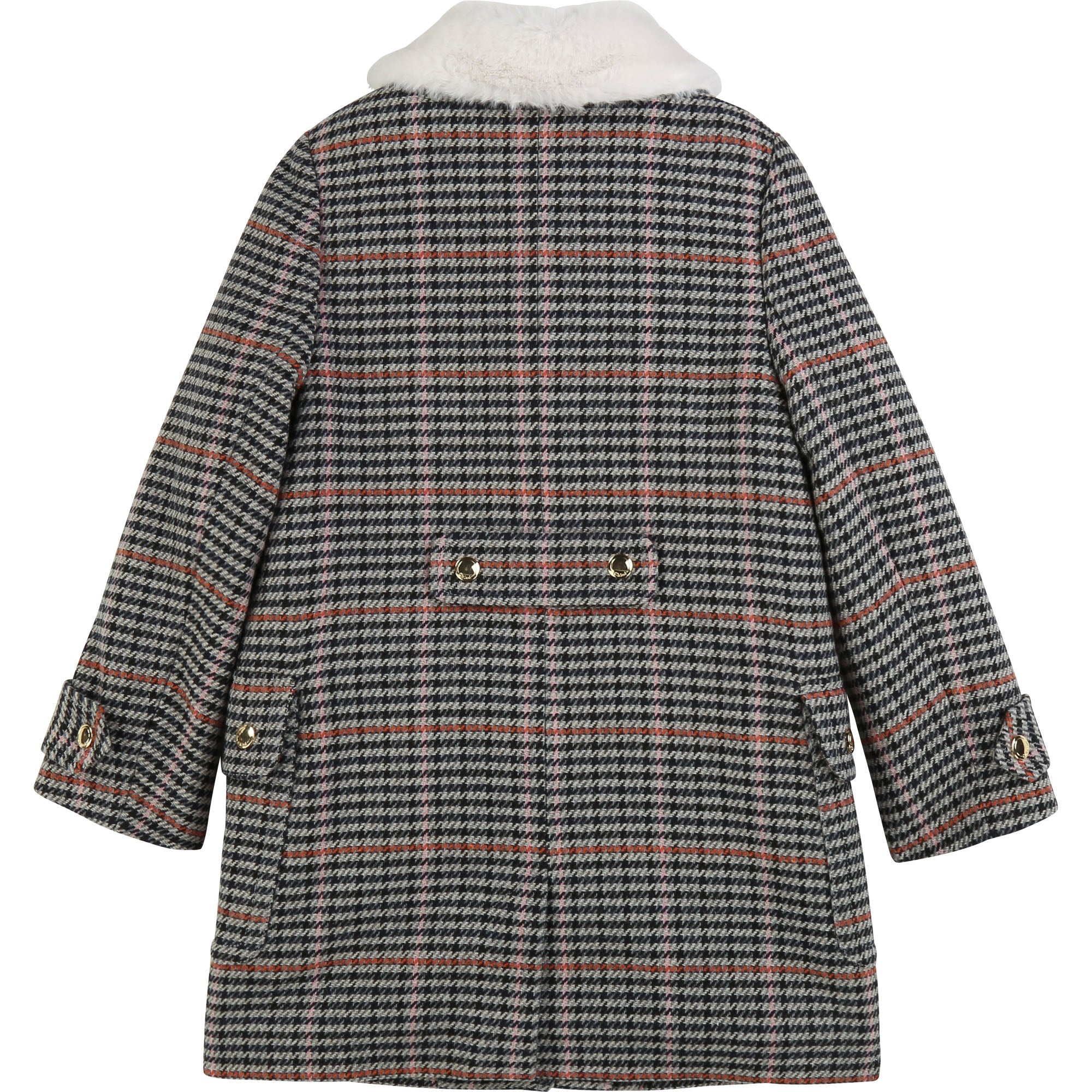 Girls Black Check Coat