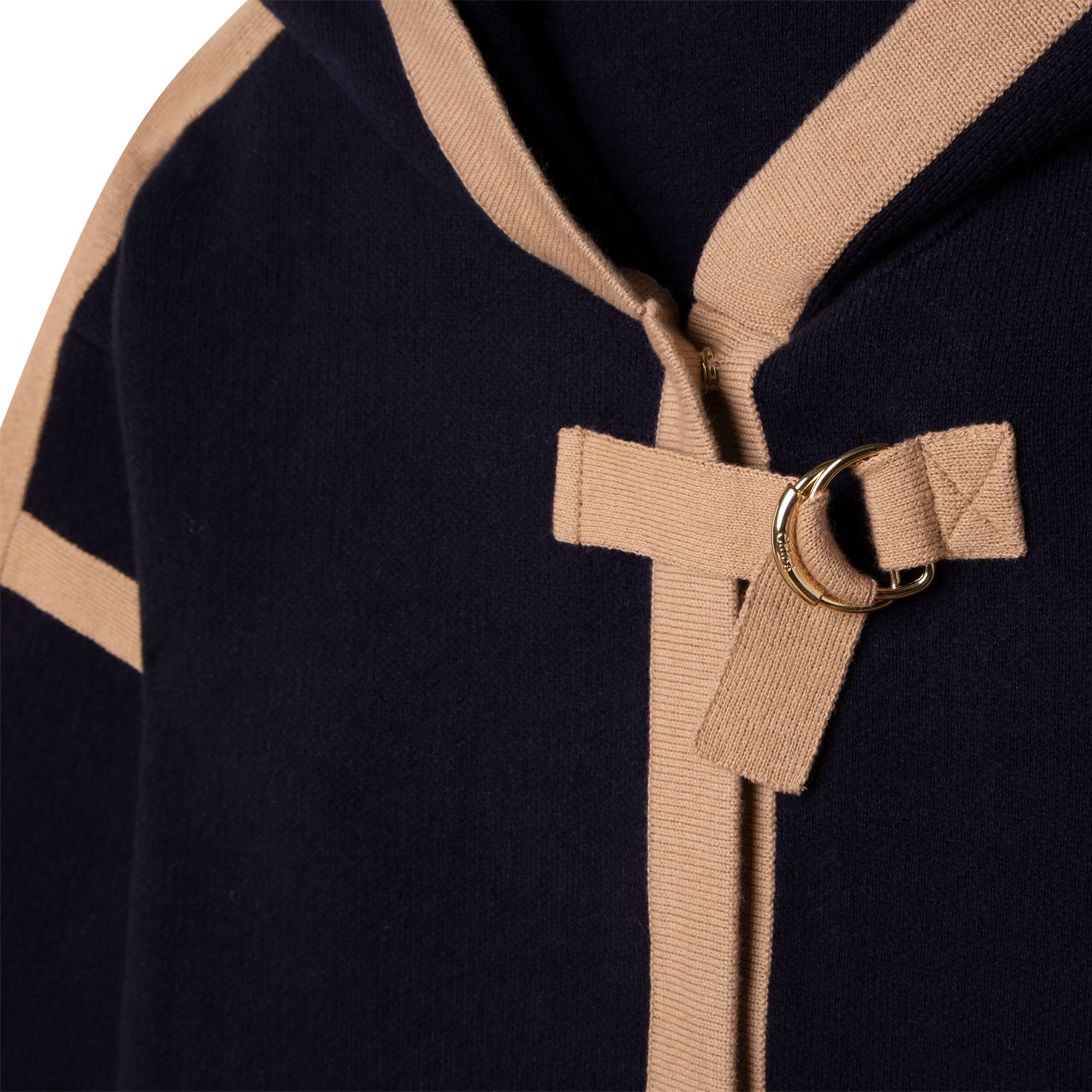 Girls Navy Logo Knit Coat