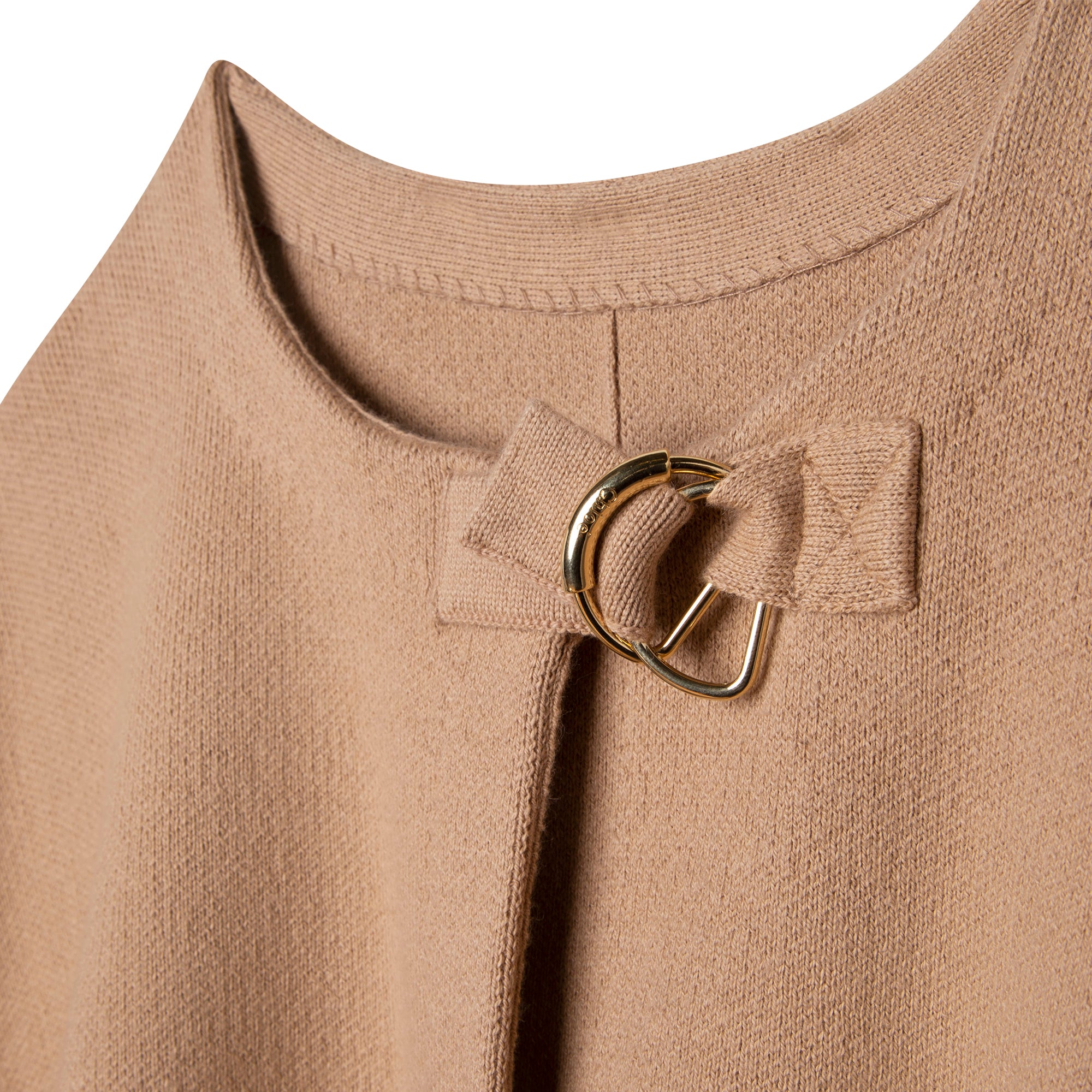 Girls Beige Logo Knitted Cape