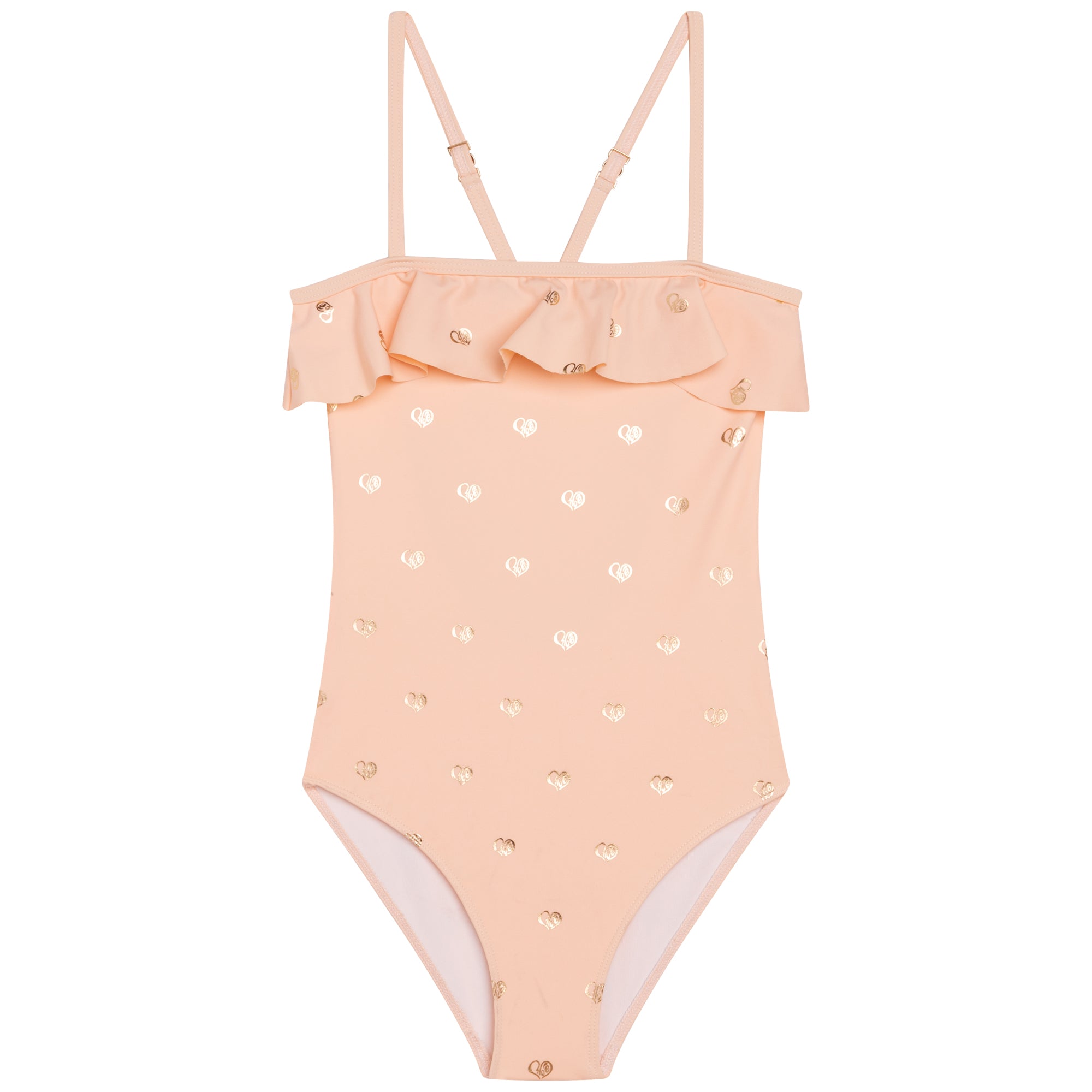 Girls Light Pink Logo Swimsuit