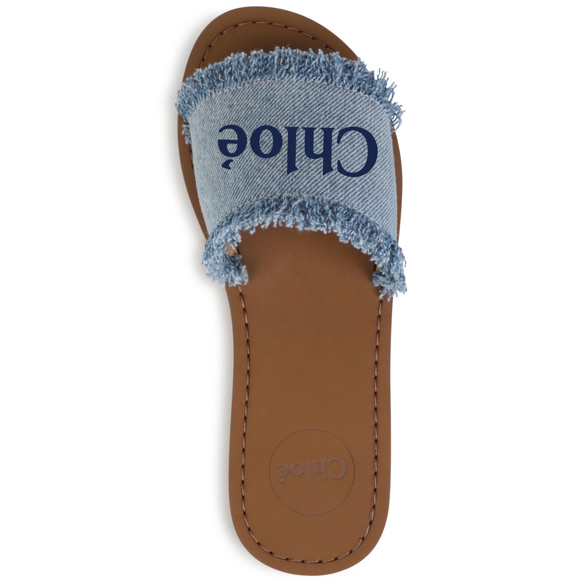 Girls Denim Blue Logo Canvas Sandals