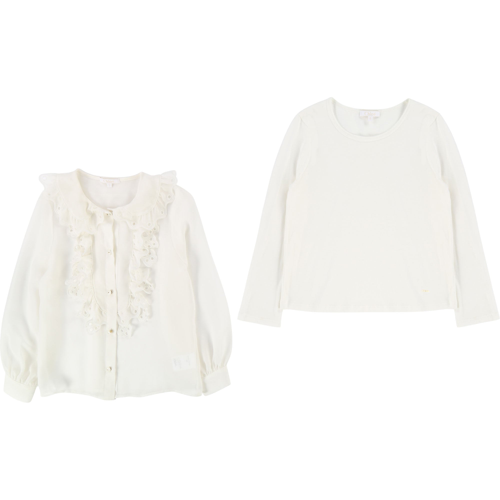 Girls Off White Soie Blouse