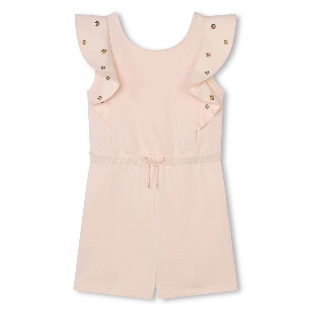 Girls Pink Cotton Jumpsuit