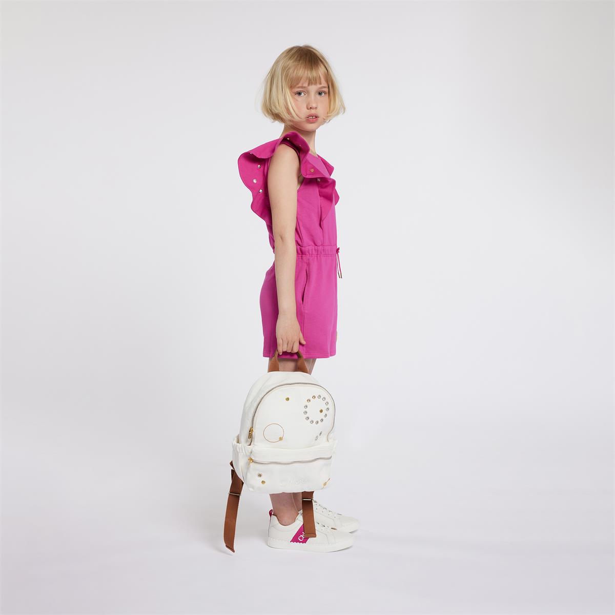 Girls Fuchsia Cotton Jumpsuit