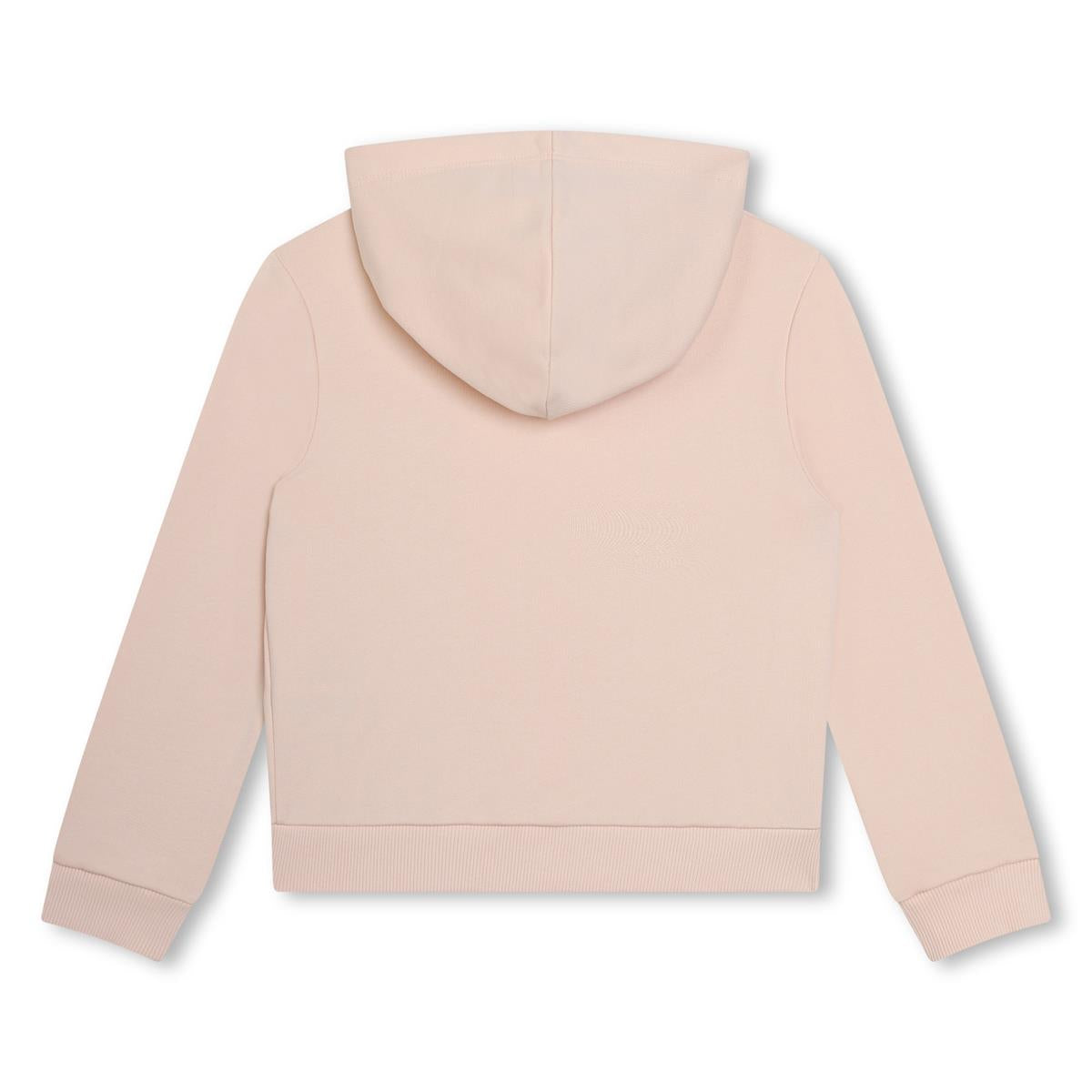 Girls Light Pink Cotton Zip-Up Top