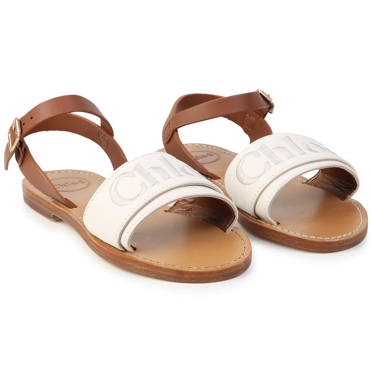 Girls White Logo Sandals