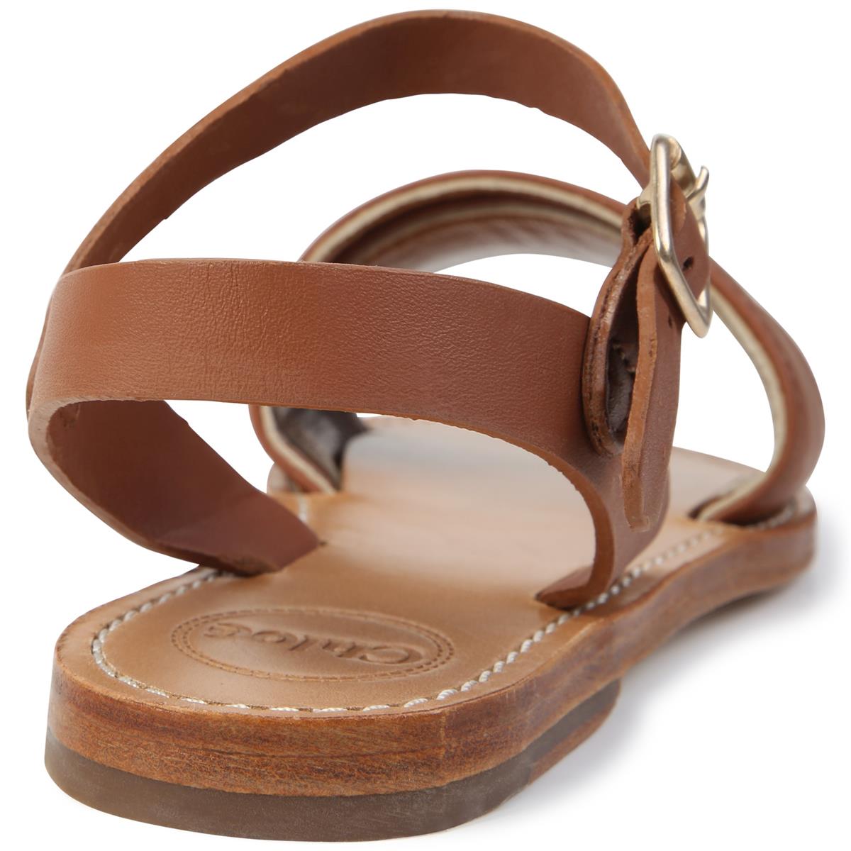 Girls Brown Logo Sandals