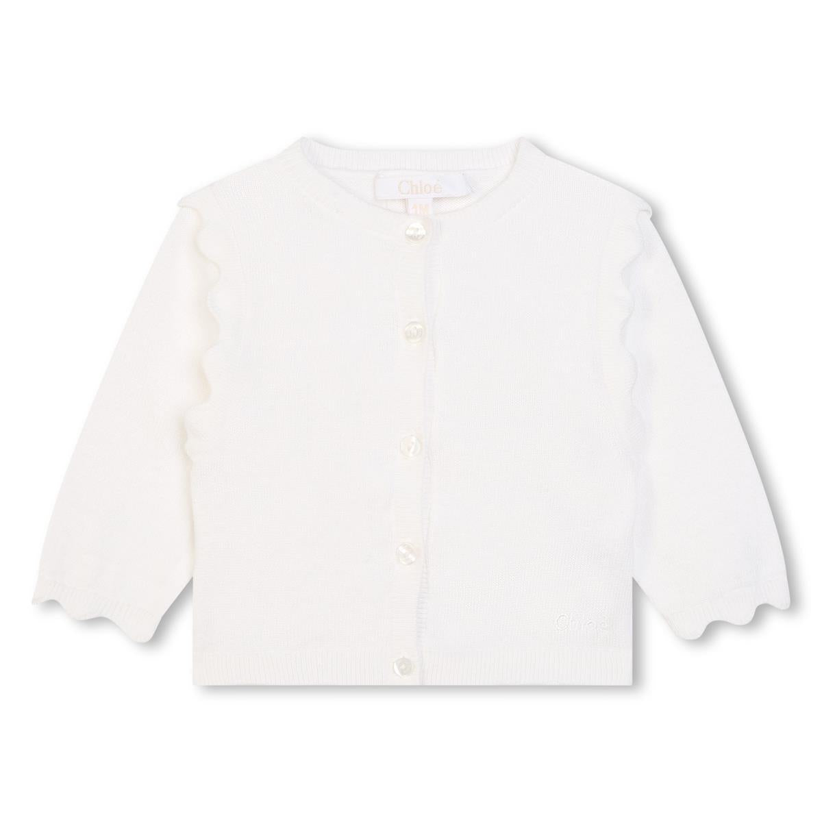 Baby Girls White Cotton Cardigan