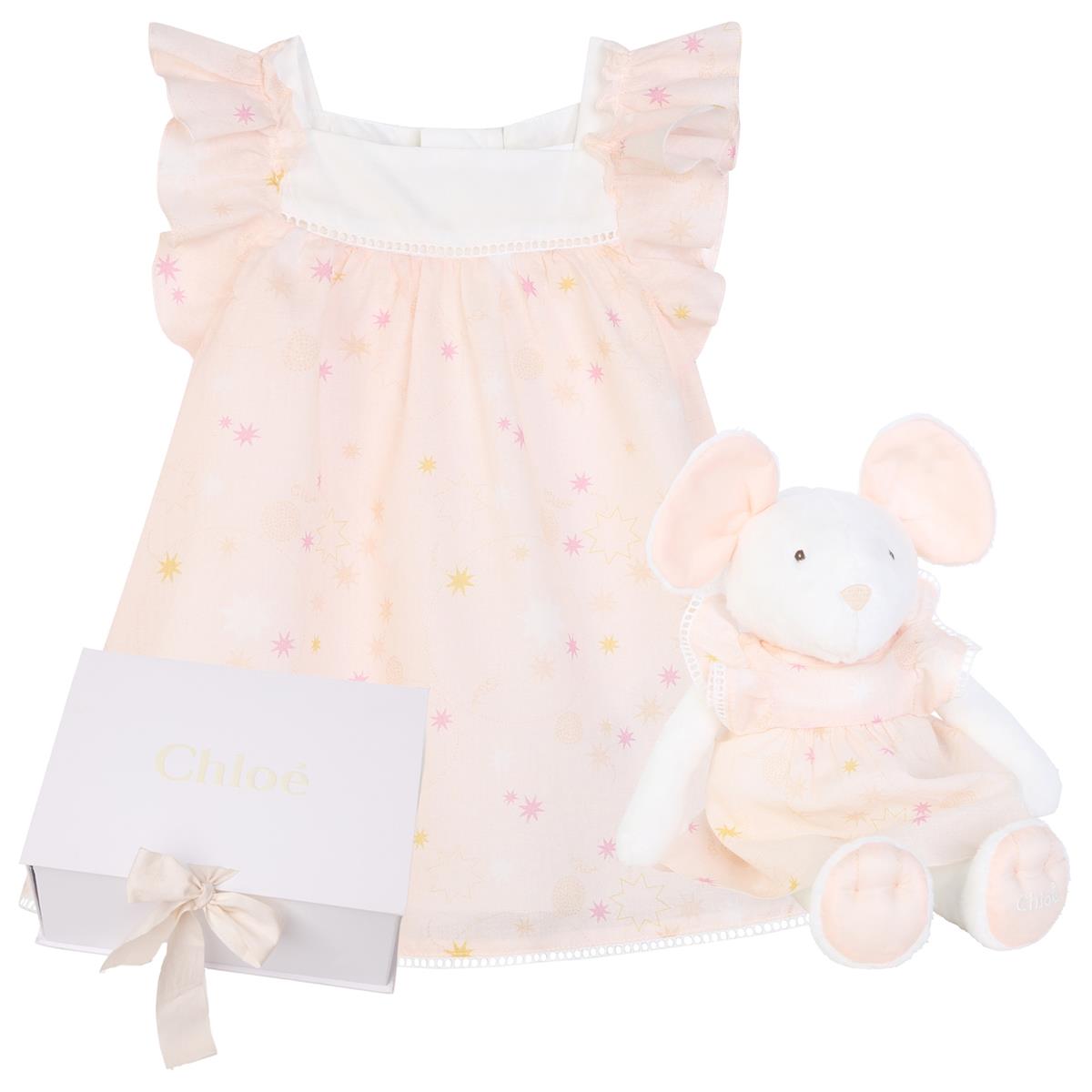 Baby Girls Pink Cotton Dress Set