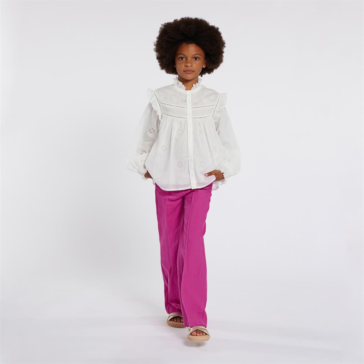 Girls White Cotton Shirt
