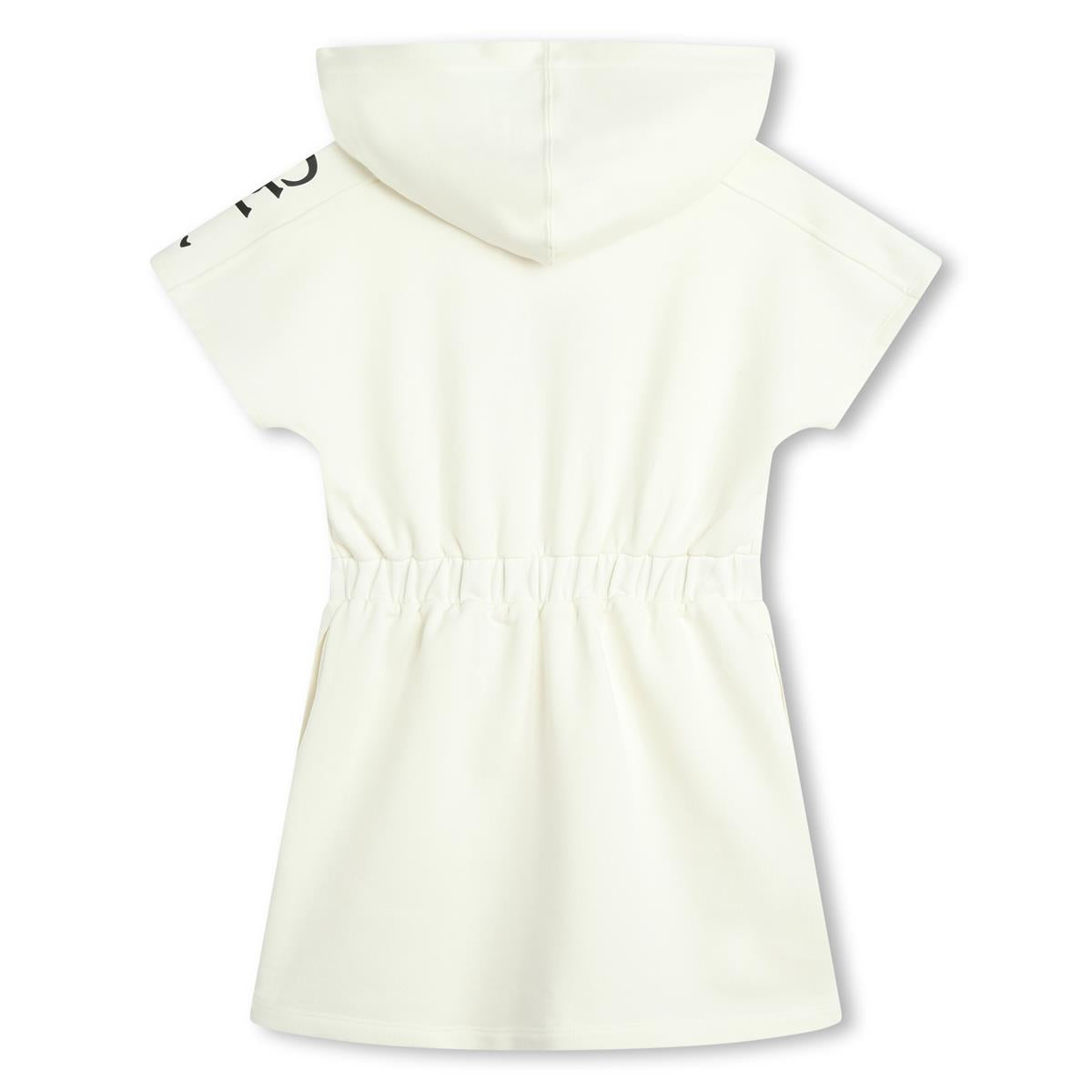 Girls White Hooded Cotton Dress