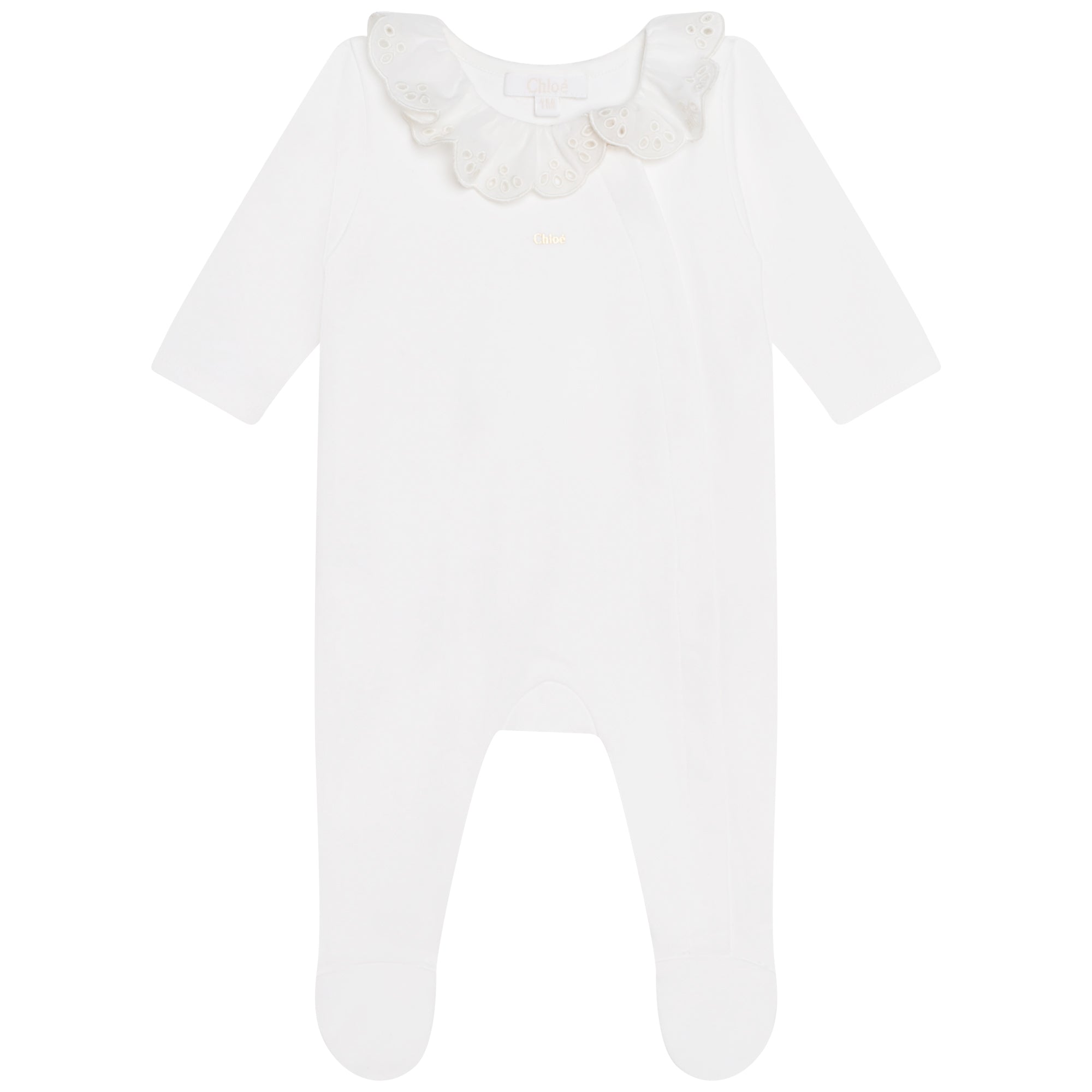 Baby Girls White Cotton Babysuit Set